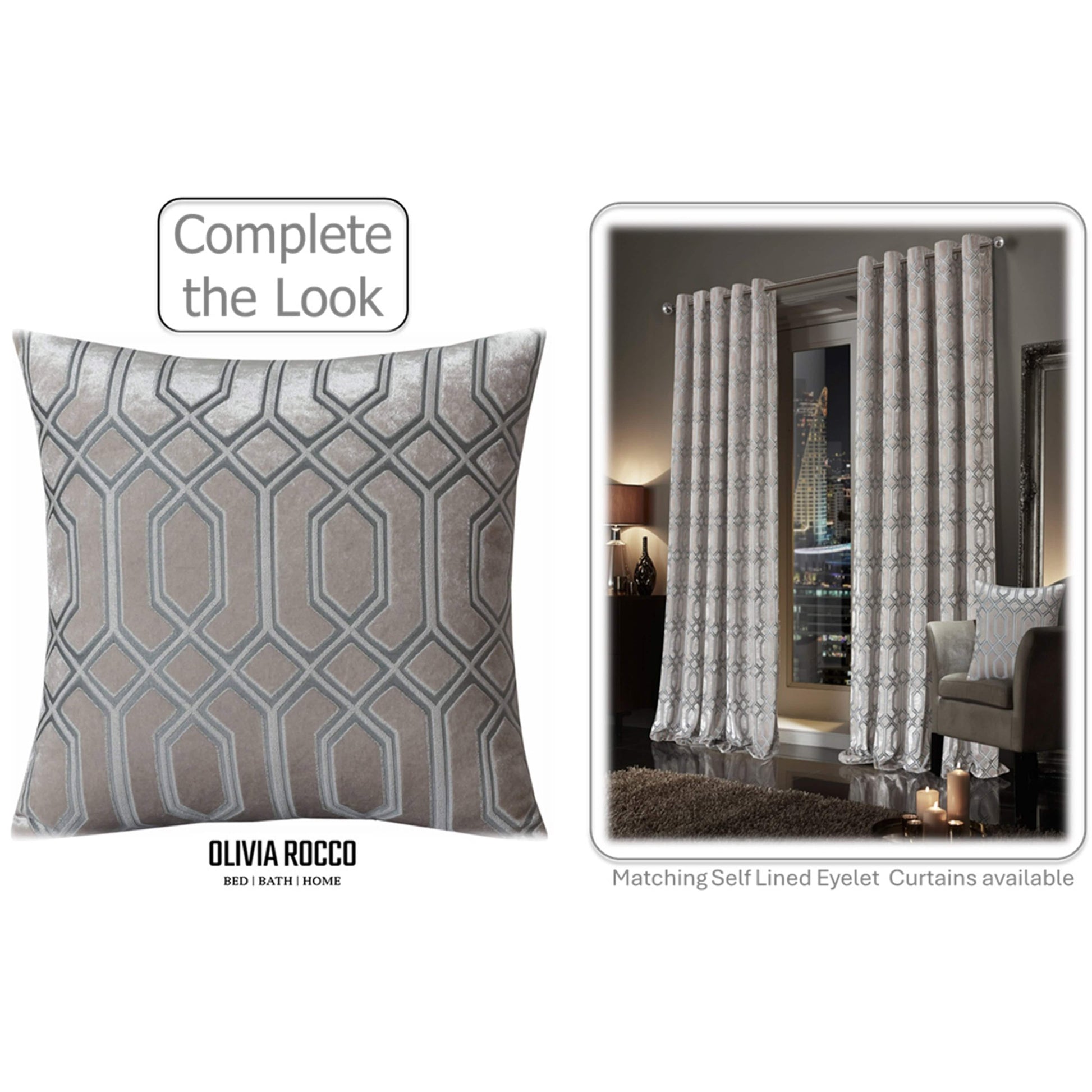OLIVIA ROCCO Luxe Geo Velvet Cushion Covers 2 Pack Champagne Geometric Decorative