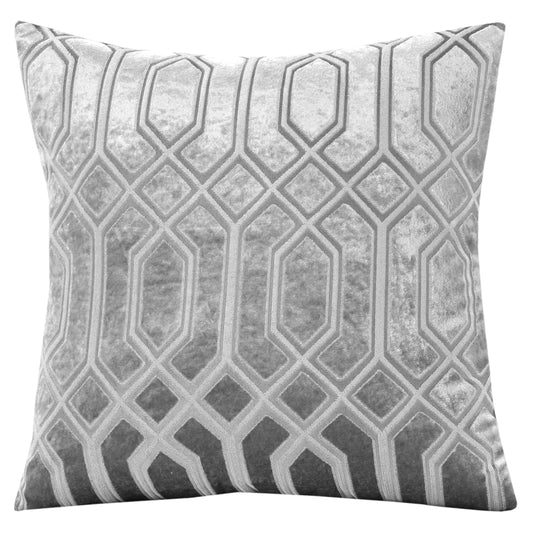 OLIVIA ROCCO Luxe Geo Velvet Cushion Covers 2 Pack Grey Geometric Textured Decorative