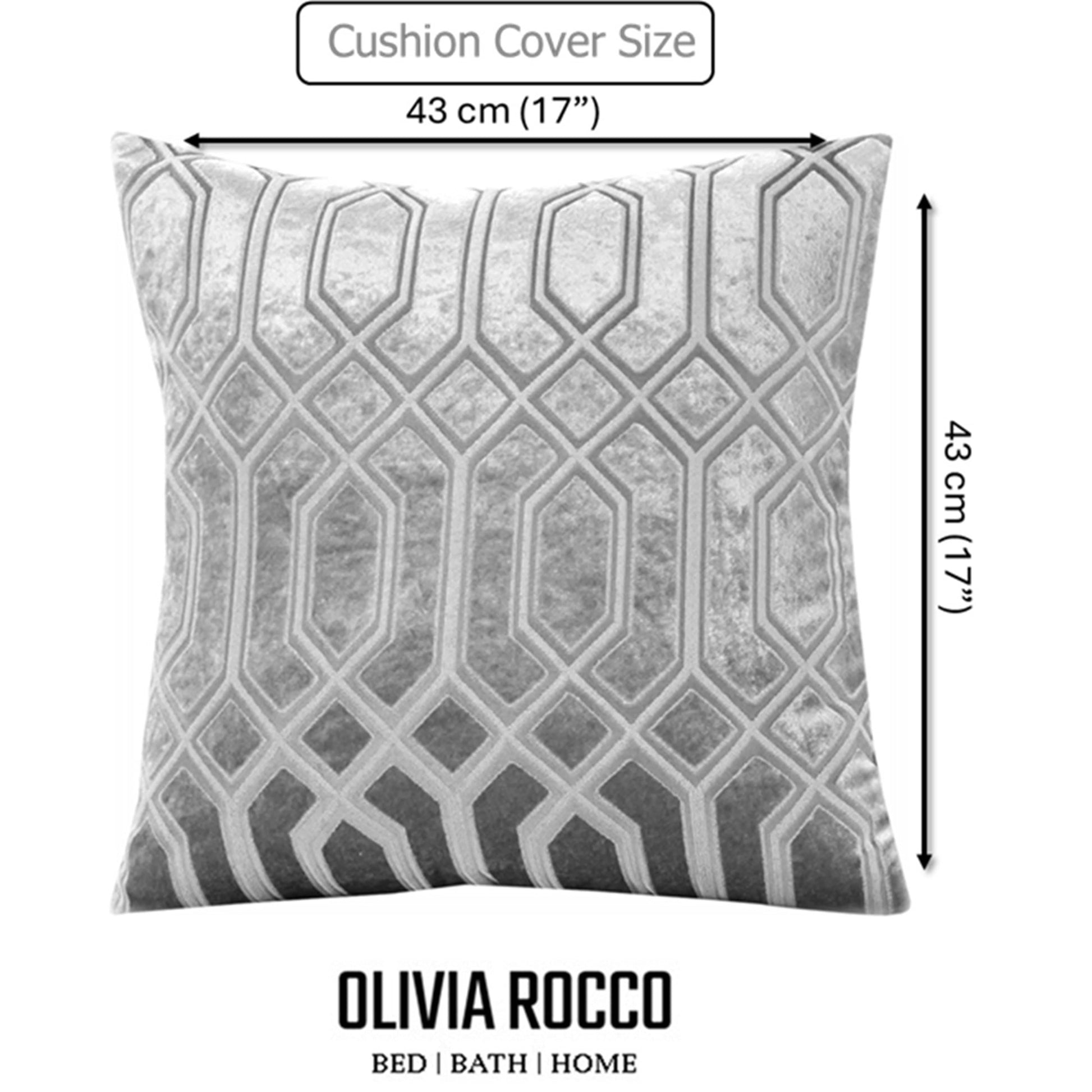 OLIVIA ROCCO Luxe Geo Velvet Cushion Covers 2 Pack Grey Geometric Textured Decorative