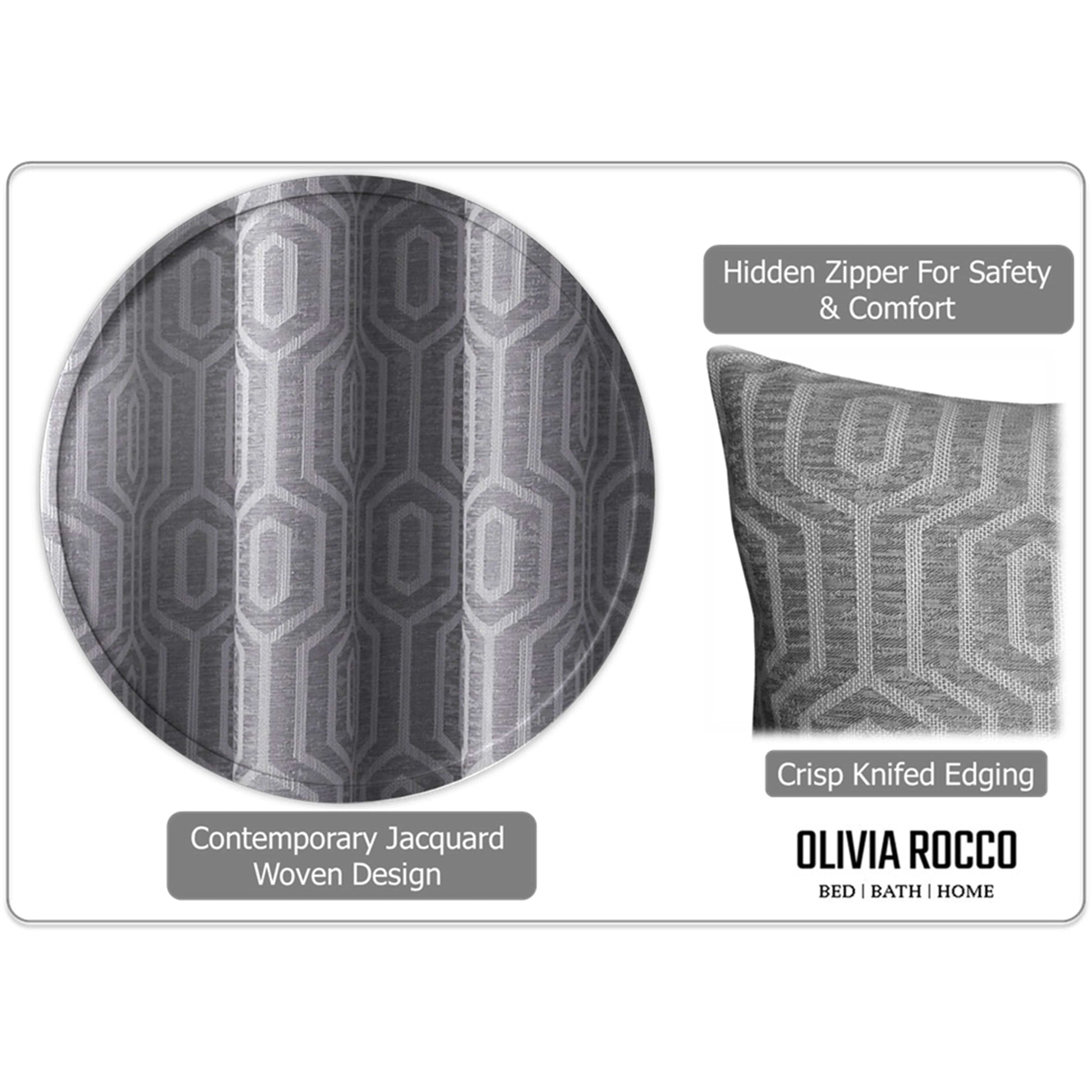 OLIVIA ROCCO Paris Cushion Covers 2 Pack Modern Grey Square Decorative Cushions Super Soft Bedroom Refresh Accent