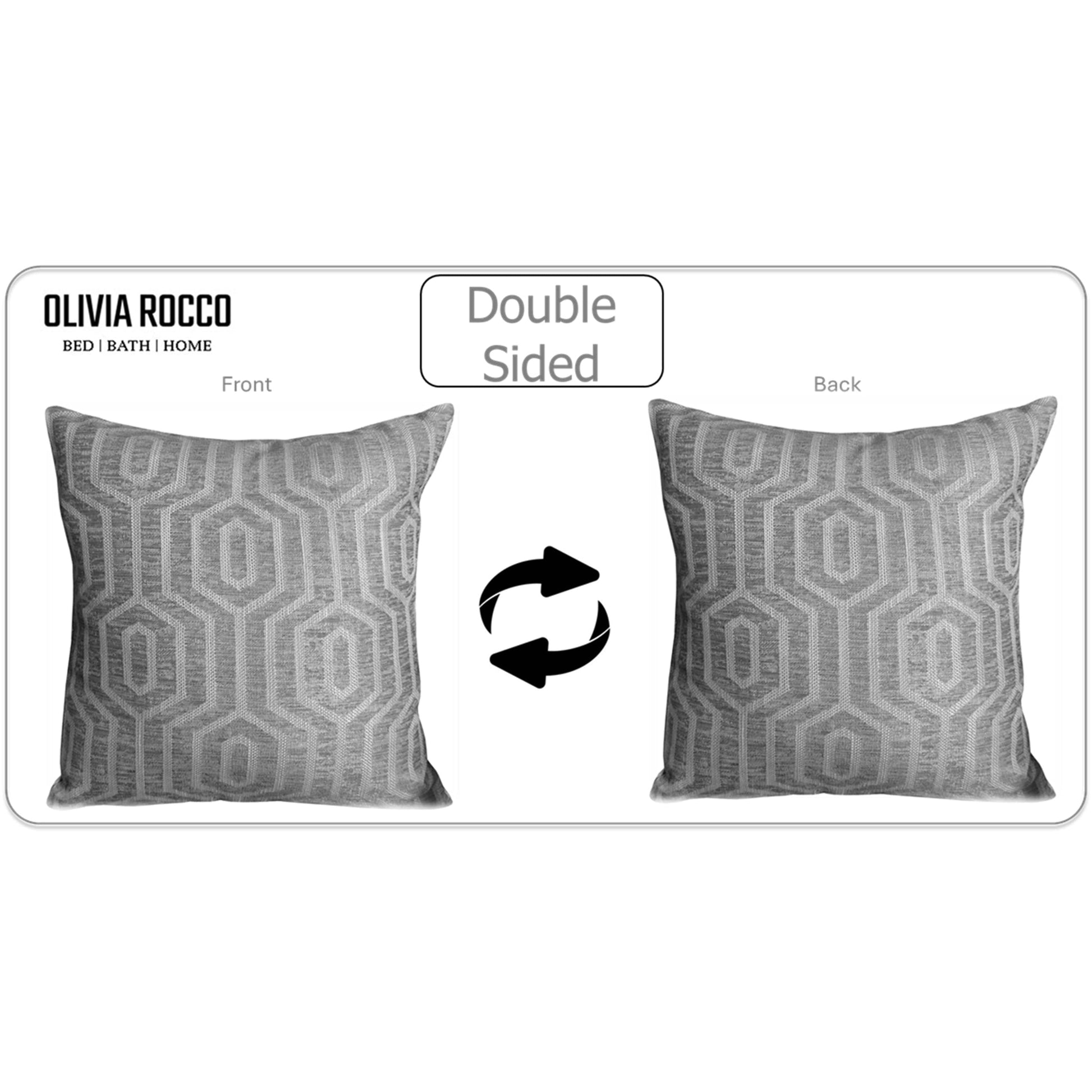 OLIVIA ROCCO Paris Cushion Covers 2 Pack Modern Grey Square Decorative Cushions Super Soft Bedroom Refresh Accent