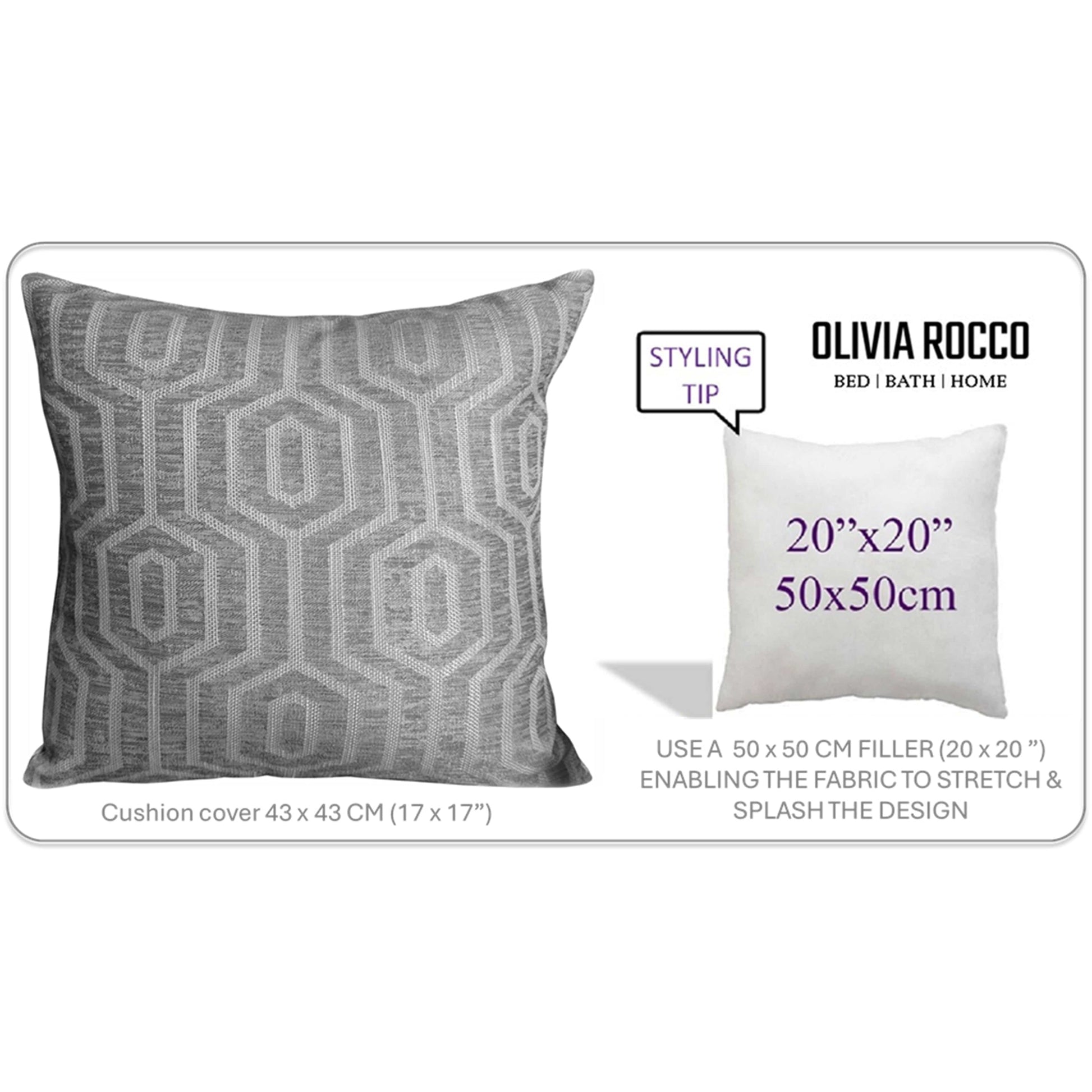 OLIVIA ROCCO Paris Cushion Covers 2 Pack Modern Grey Square Decorative Cushions Super Soft Bedroom Refresh Accent