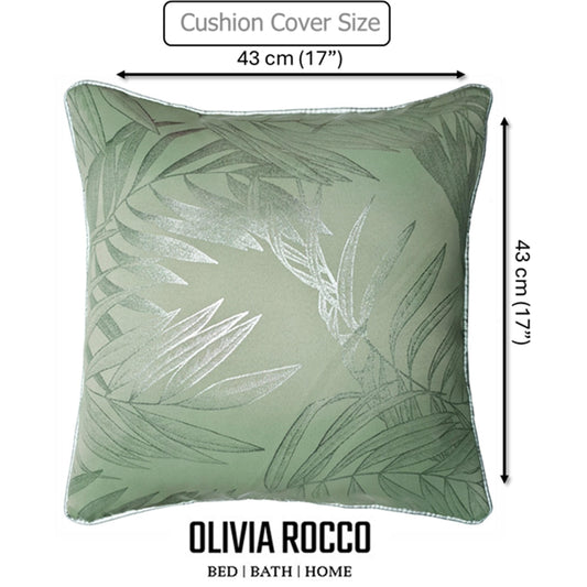 OLIVIA ROCCO Leaf Sparkle 2 Pack Cushion Covers Leaf Sage Green Modern Decorative Throw