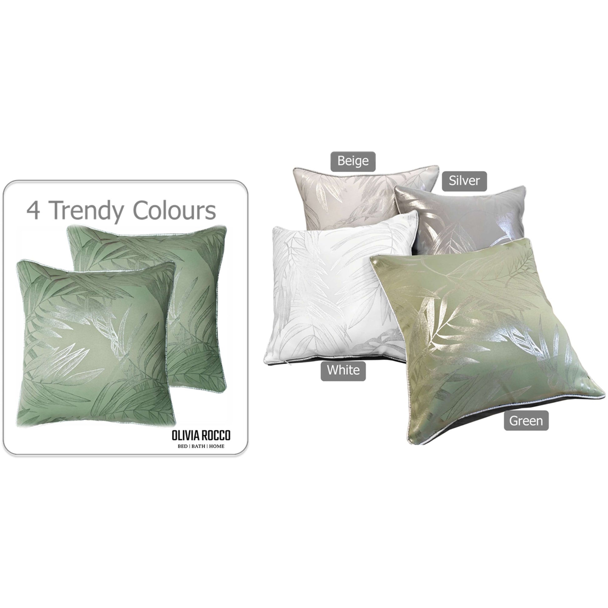OLIVIA ROCCO Leaf Sparkle 2 Pack Cushion Covers Leaf Sage Green Modern Decorative Throw