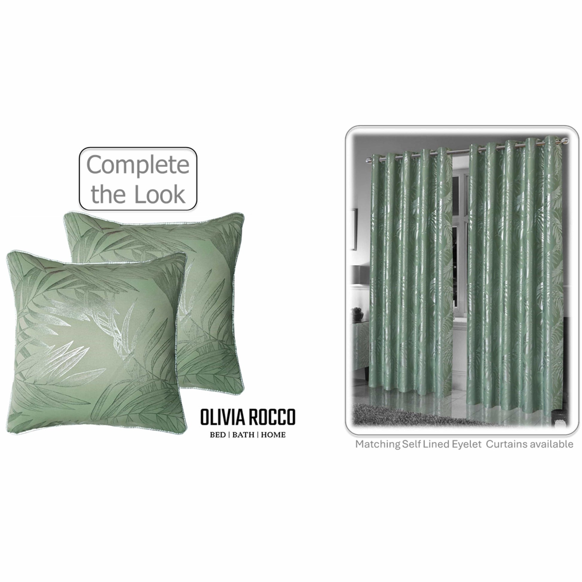 OLIVIA ROCCO Leaf Sparkle 2 Pack Cushion Covers Leaf Sage Green Modern Decorative Throw