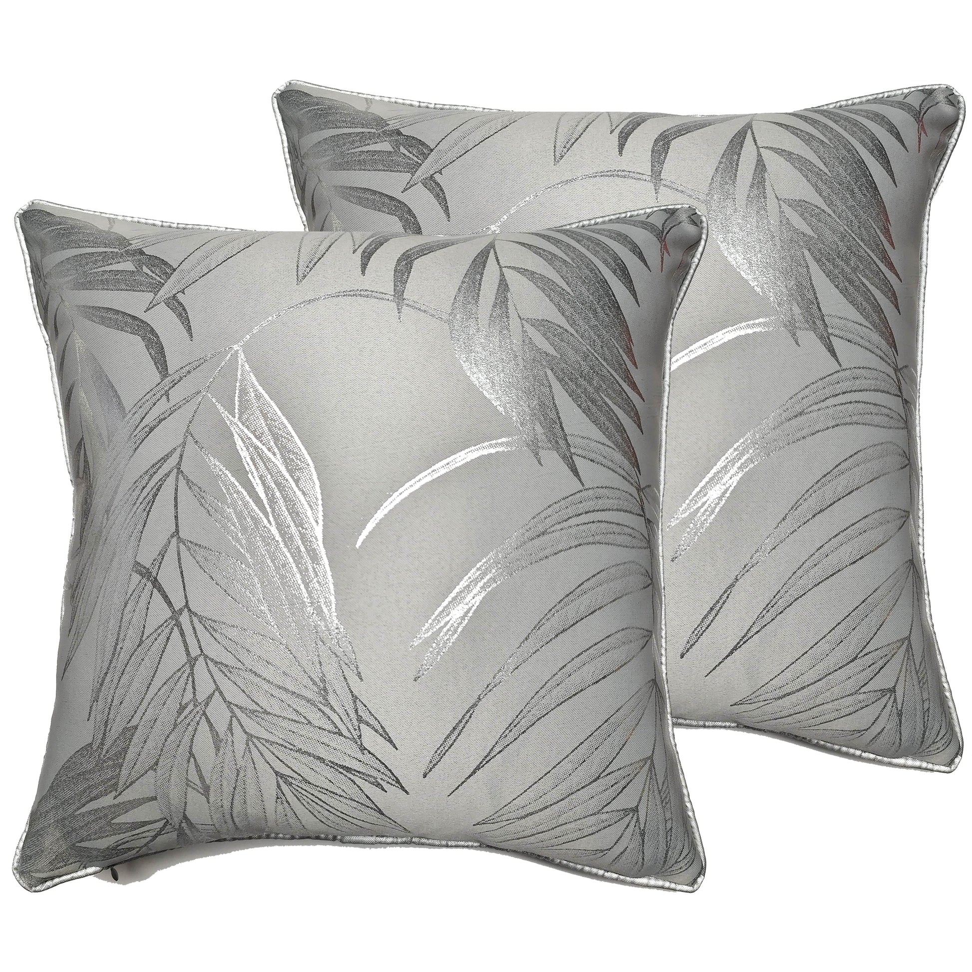 OLIVIA ROCCO Leaf Sparkle 2 Pack Cushion Covers Leaf Silver Modern Decorative Throw