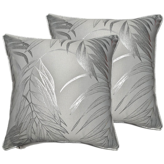 OLIVIA ROCCO Leaf Sparkle 2 Pack Cushion Covers Leaf Silver Modern Decorative Throw
