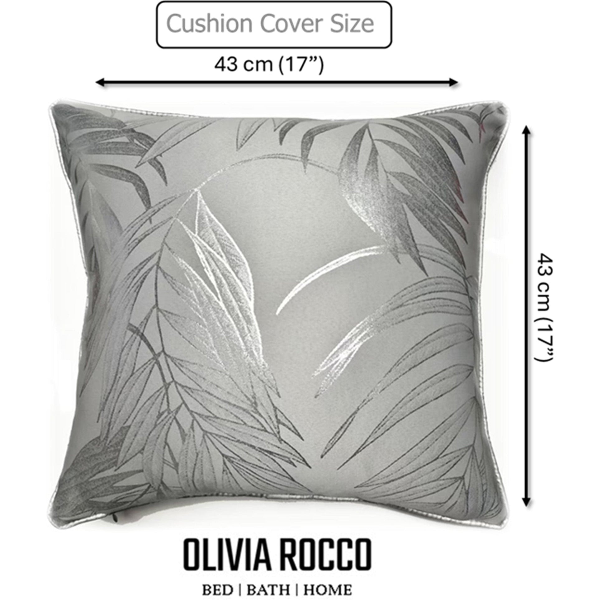 OLIVIA ROCCO Leaf Sparkle 2 Pack Cushion Covers Leaf Silver Modern Decorative Throw