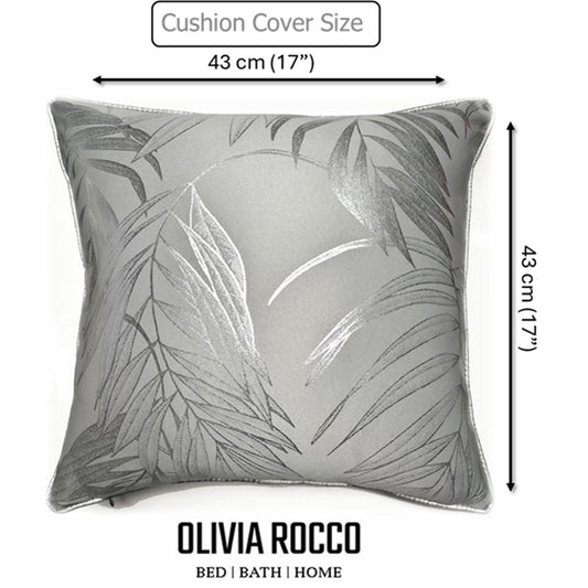OLIVIA ROCCO Leaf Sparkle 2 Pack Cushion Covers Leaf Silver Modern Decorative Throw