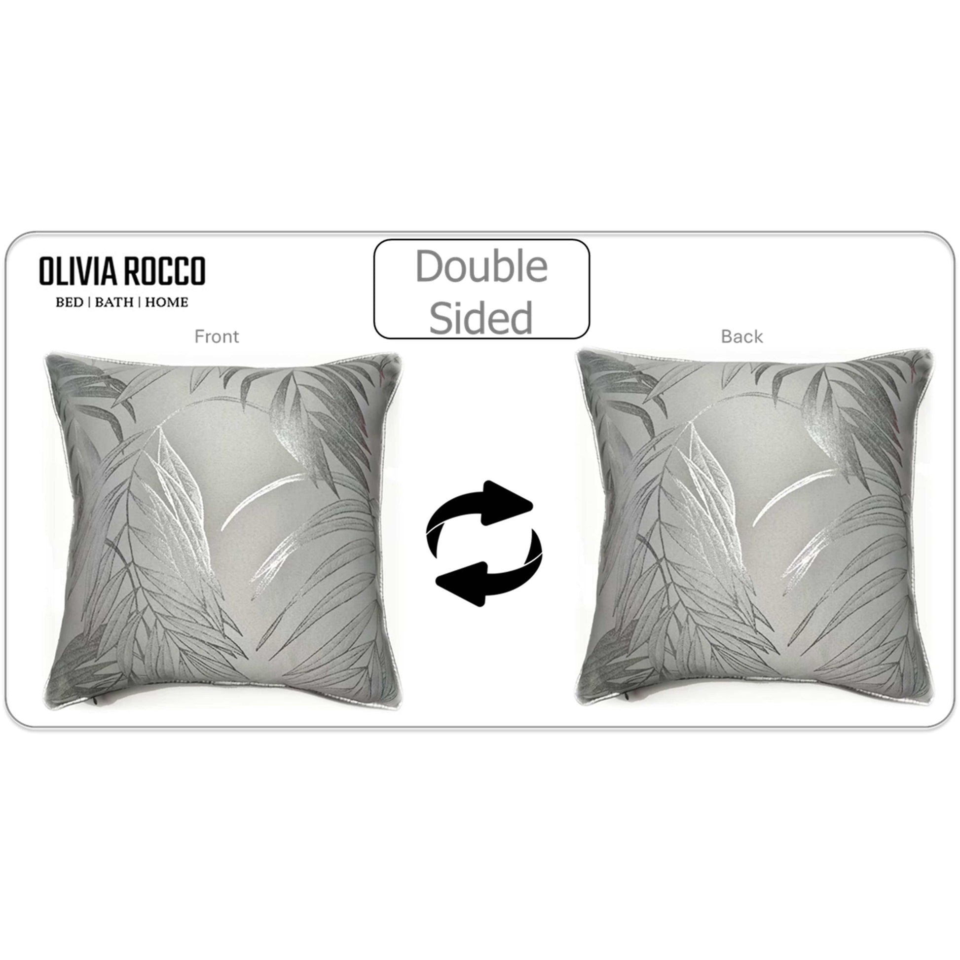 OLIVIA ROCCO Leaf Sparkle 2 Pack Cushion Covers Leaf Silver Modern Decorative Throw
