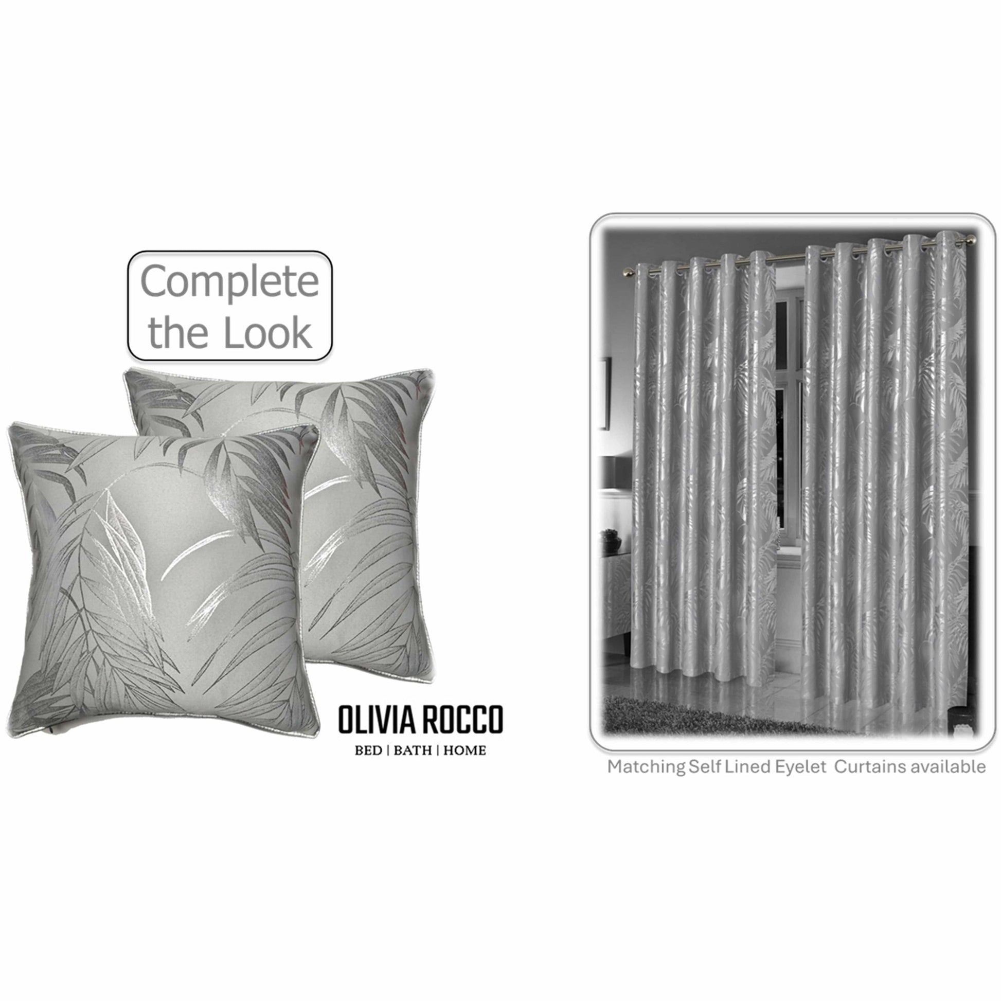 OLIVIA ROCCO Leaf Sparkle 2 Pack Cushion Covers Leaf Silver Modern Decorative Throw