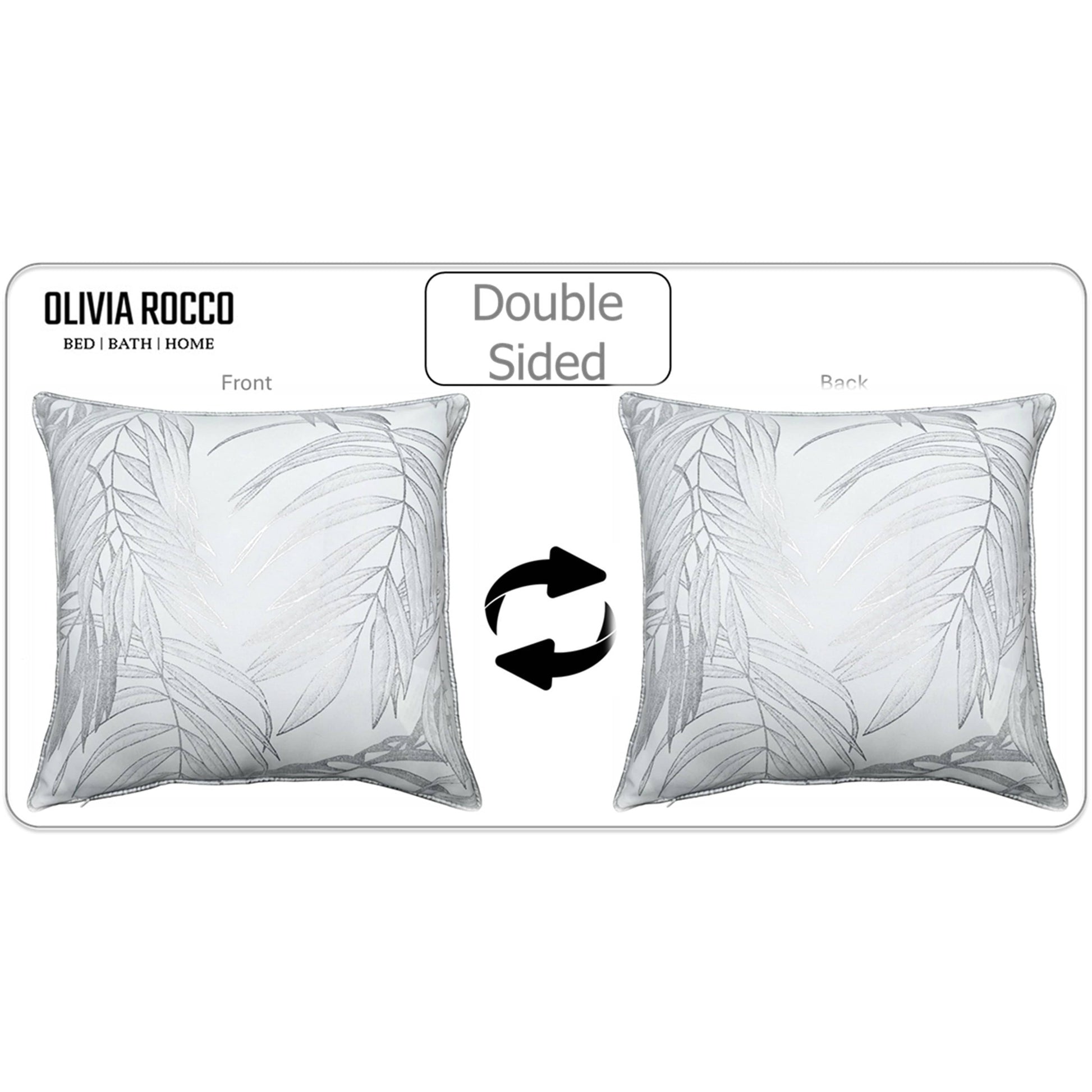 OLIVIA ROCCO Leaf Sparkle Set Of 2 Cushion Covers Leaf White Modern Decorative Throw