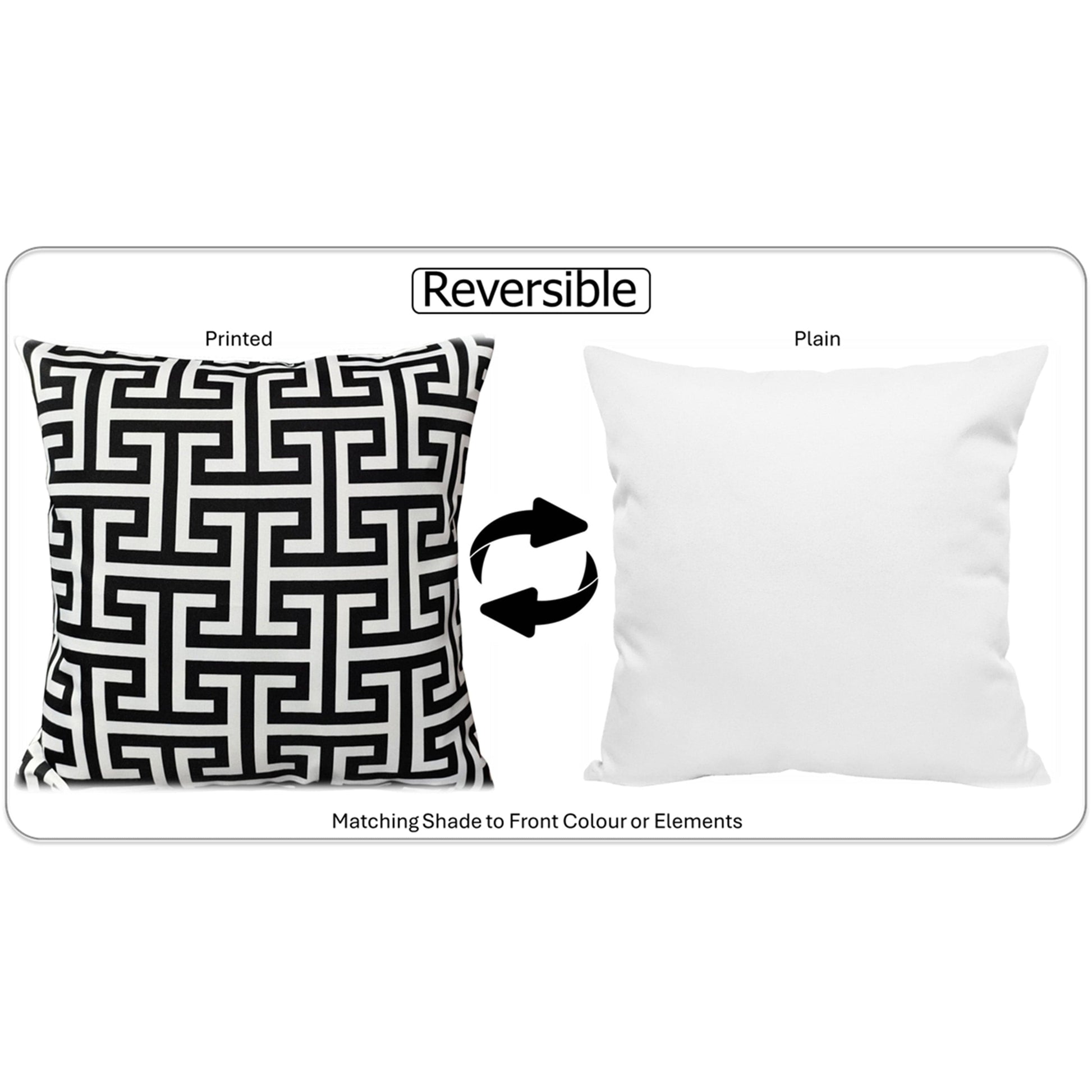 OLIVIA ROCCO Milano Black Waterproof Cushion Covers 43x43 cm Reversible Breathable