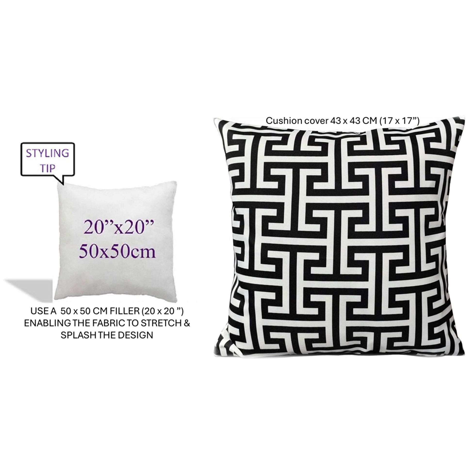 OLIVIA ROCCO Milano Black Waterproof Cushion Covers 43x43 cm Reversible Breathable