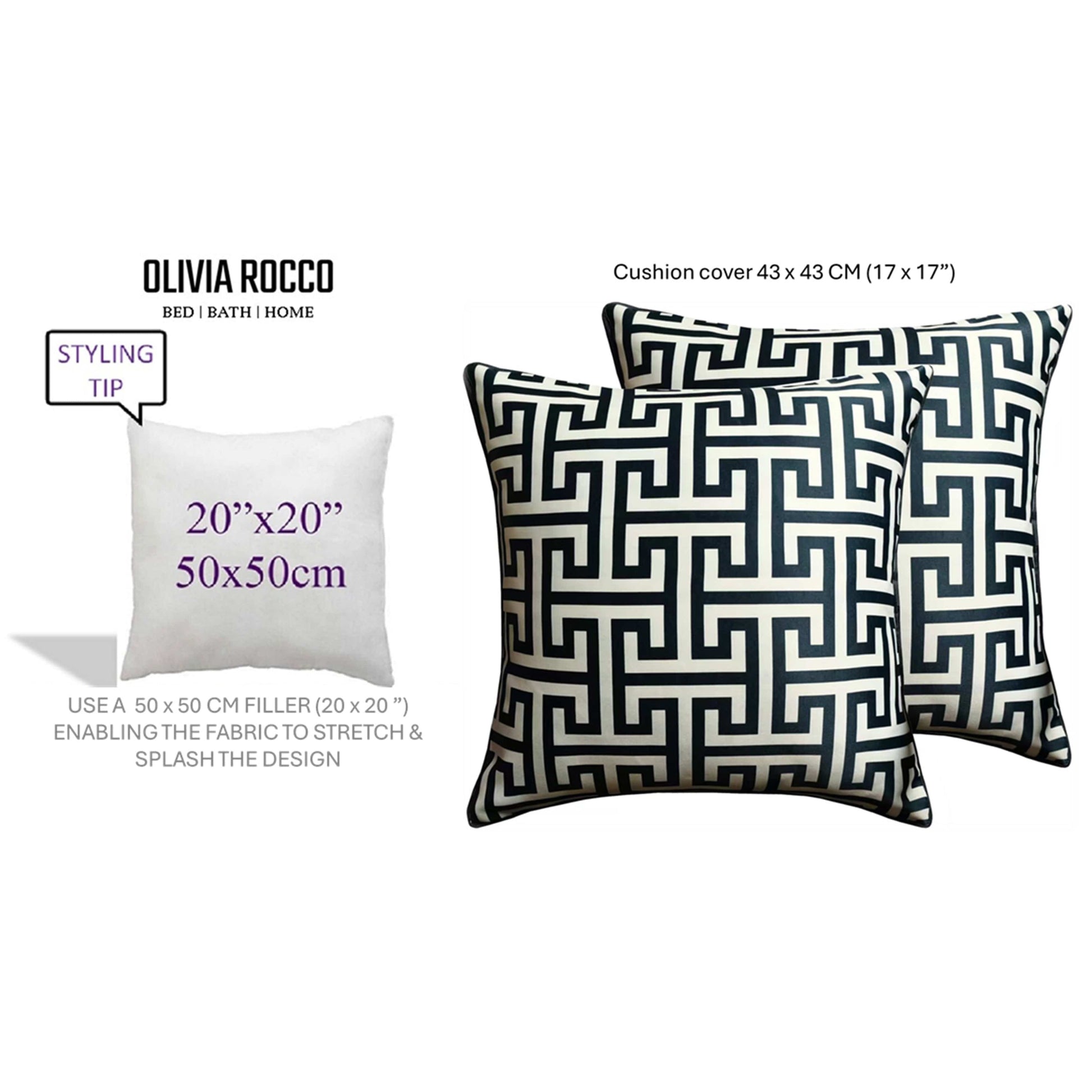 OLIVIA ROCCO Milano Black 2 Pack Scatter Cushion Covers Soft Touch with Hidden Zipper