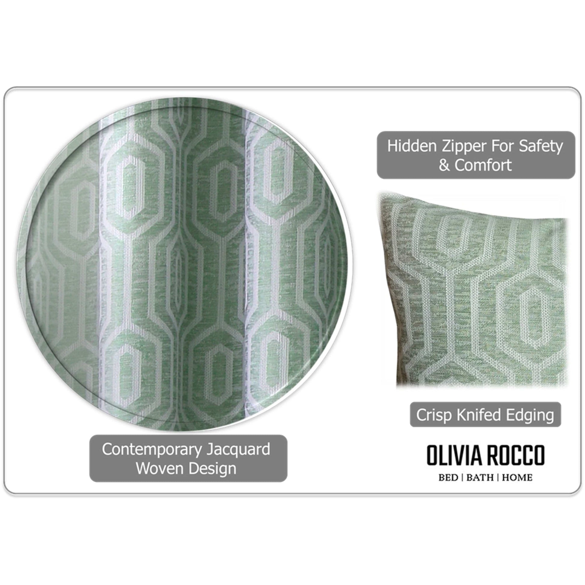 OLIVIA ROCCO Paris Cushion Covers Two Pack Modern Sage Green Decorative Square Scatter