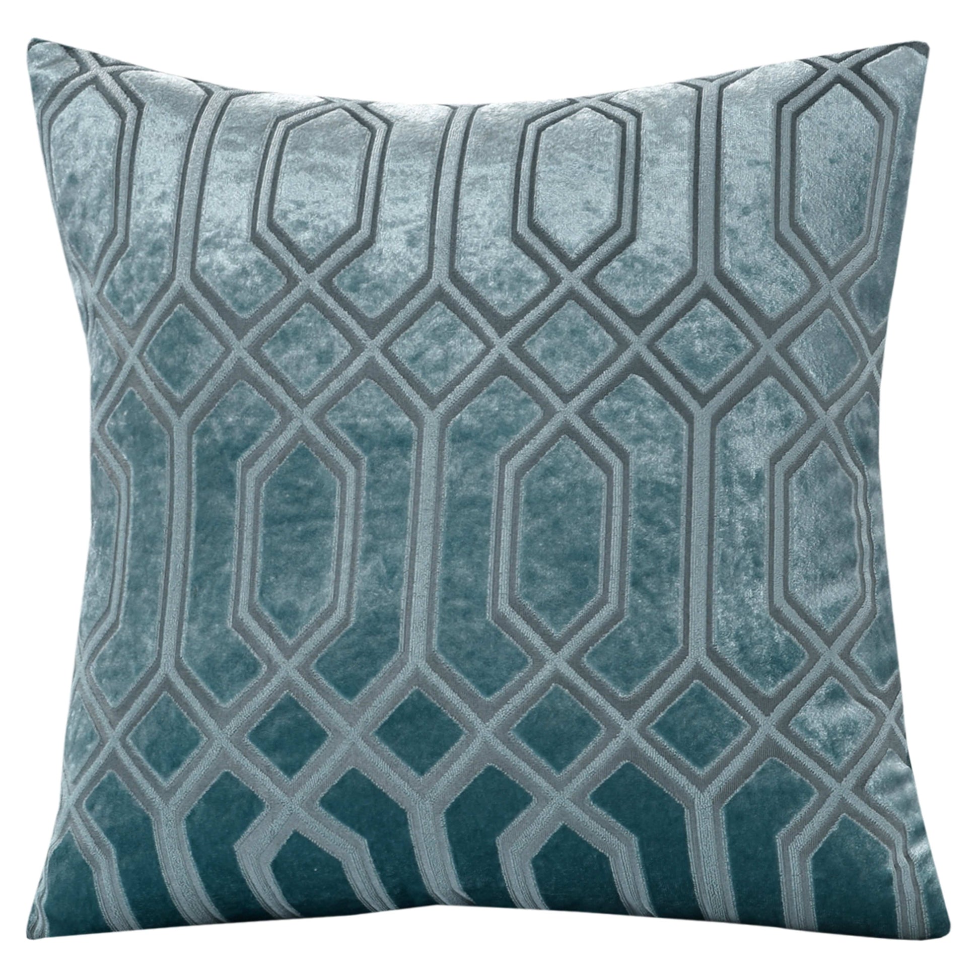 OLIVIA ROCCO Luxe Geo Velvet Cushion Covers 2 Pack Teal 43x43 cm Geometric Decorative