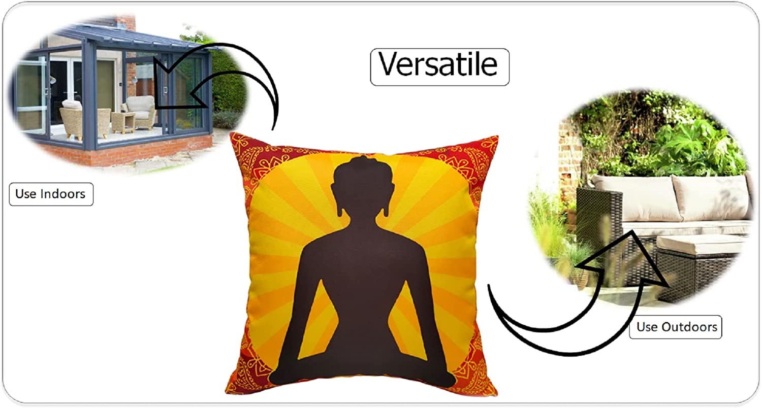 OLIVIA ROCCO Buddha Waterproof Cushion Covers 43x43 cm Reversible Breathable Decorative