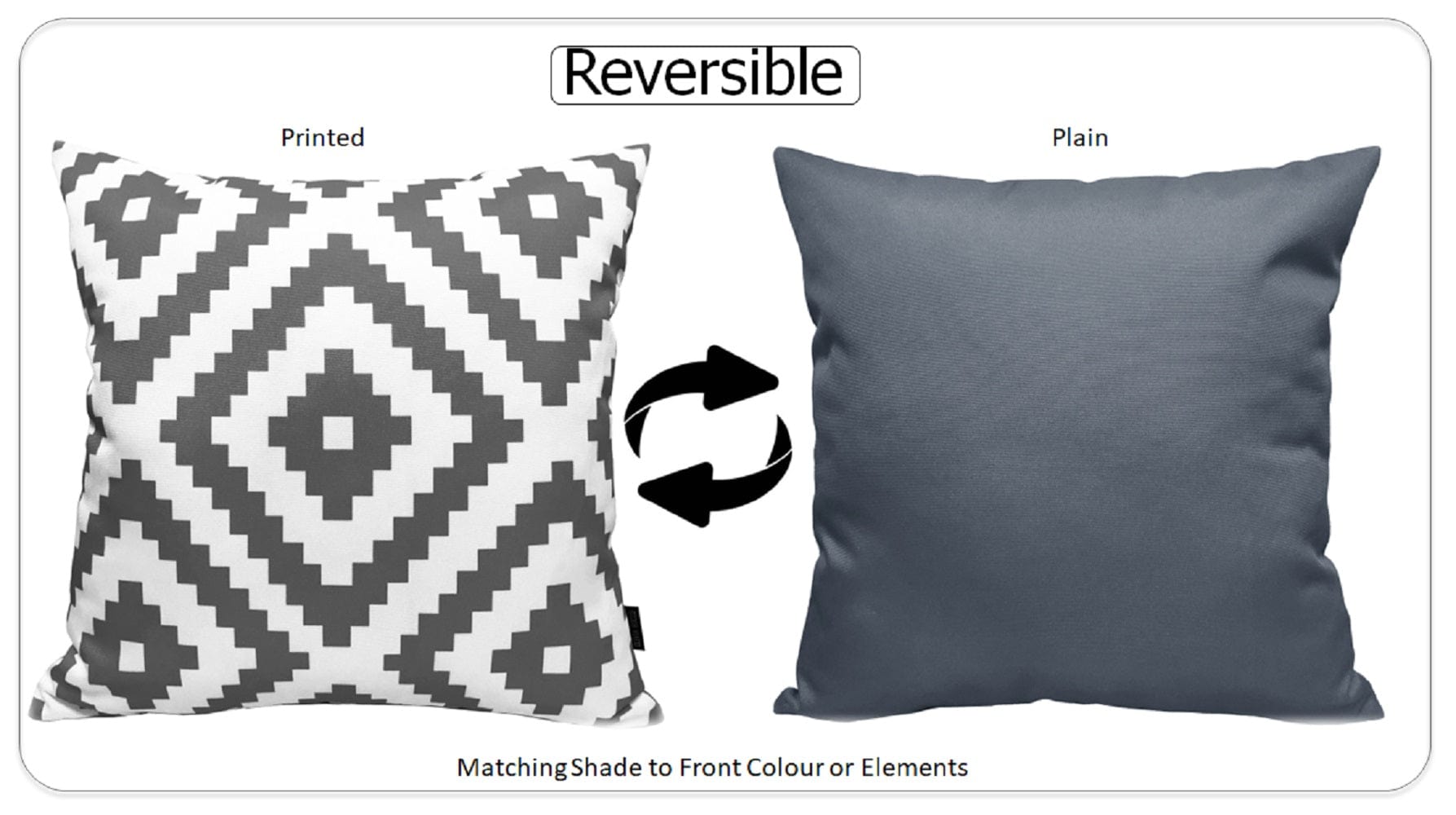 OLIVIA ROCCO Nairobi Charcoal Waterproof Cushion Covers 43 x 43 Cm Reversible Breathable