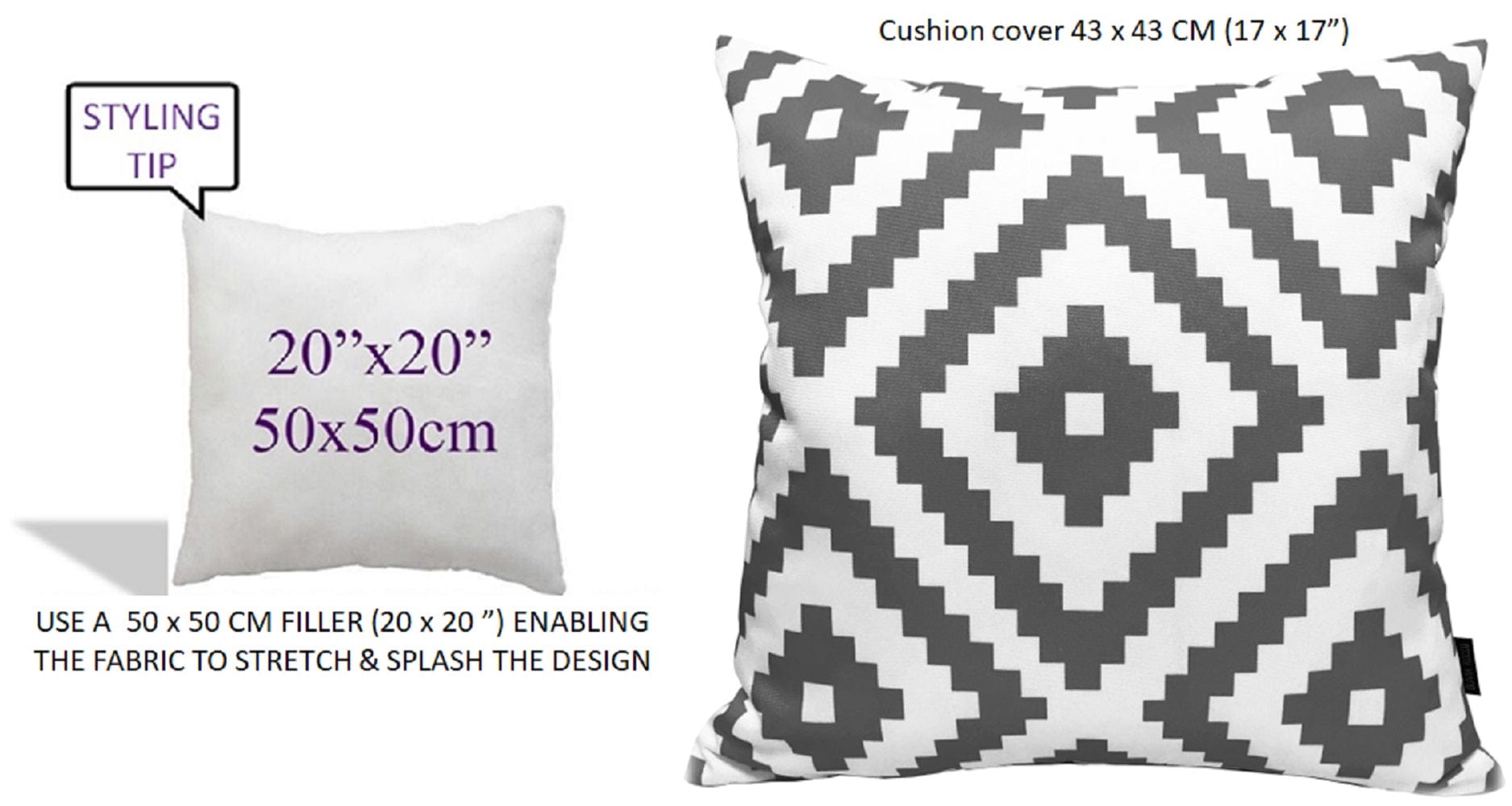 OLIVIA ROCCO Nairobi Charcoal Waterproof Cushion Covers 43 x 43 Cm Reversible Breathable