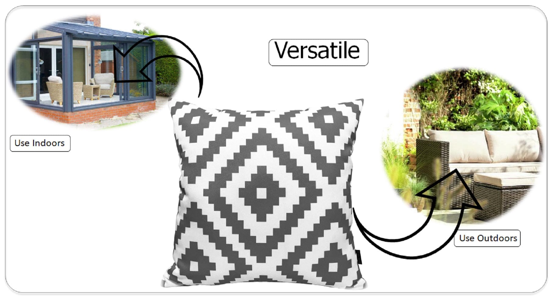 OLIVIA ROCCO Nairobi Charcoal Waterproof Cushion Covers 43 x 43 Cm Reversible Breathable