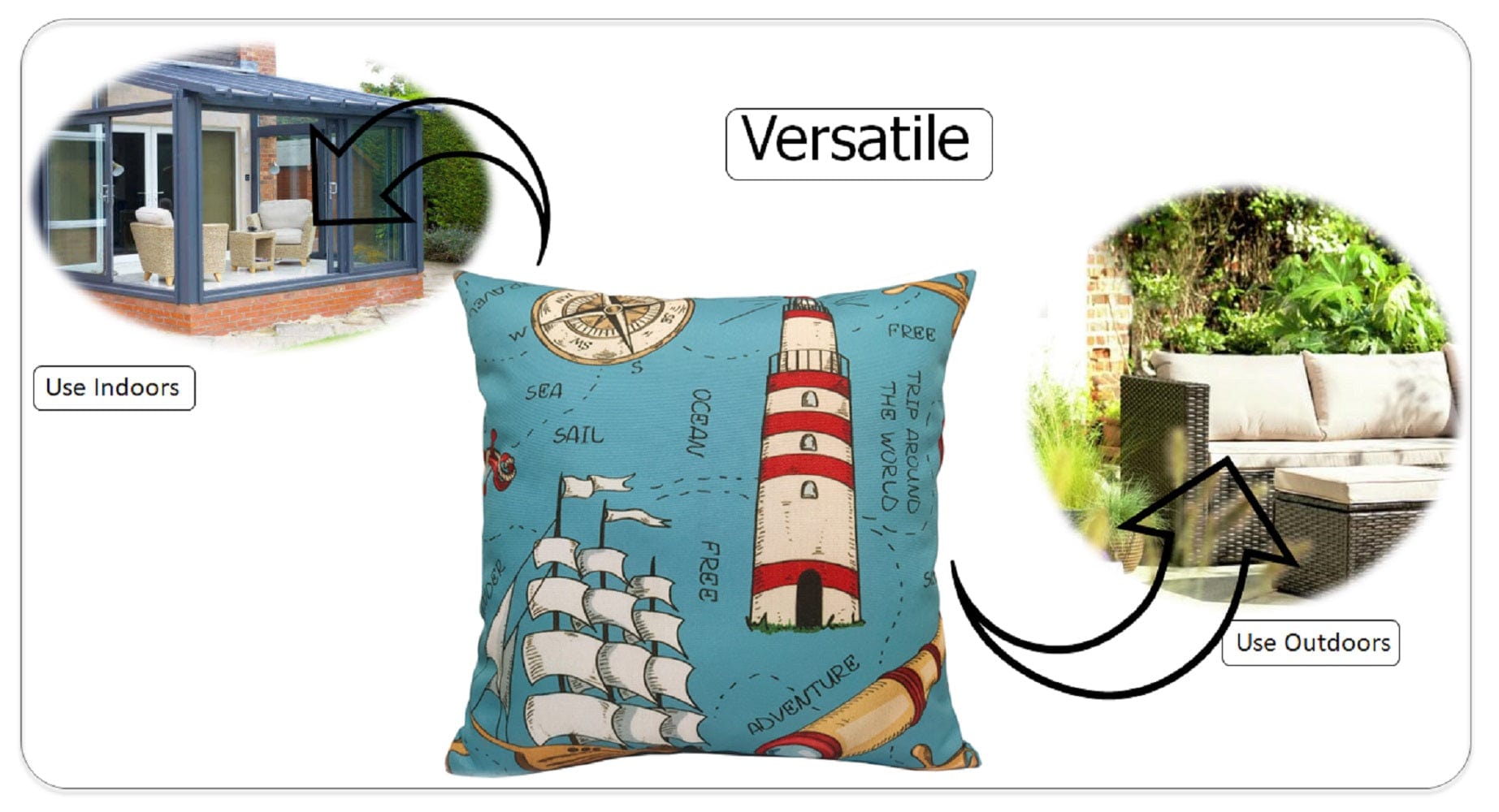 OLIVIA ROCCO Water Resistant 17 X 17 Inches Patio Garden Cushion Covers Seaside Coastal
