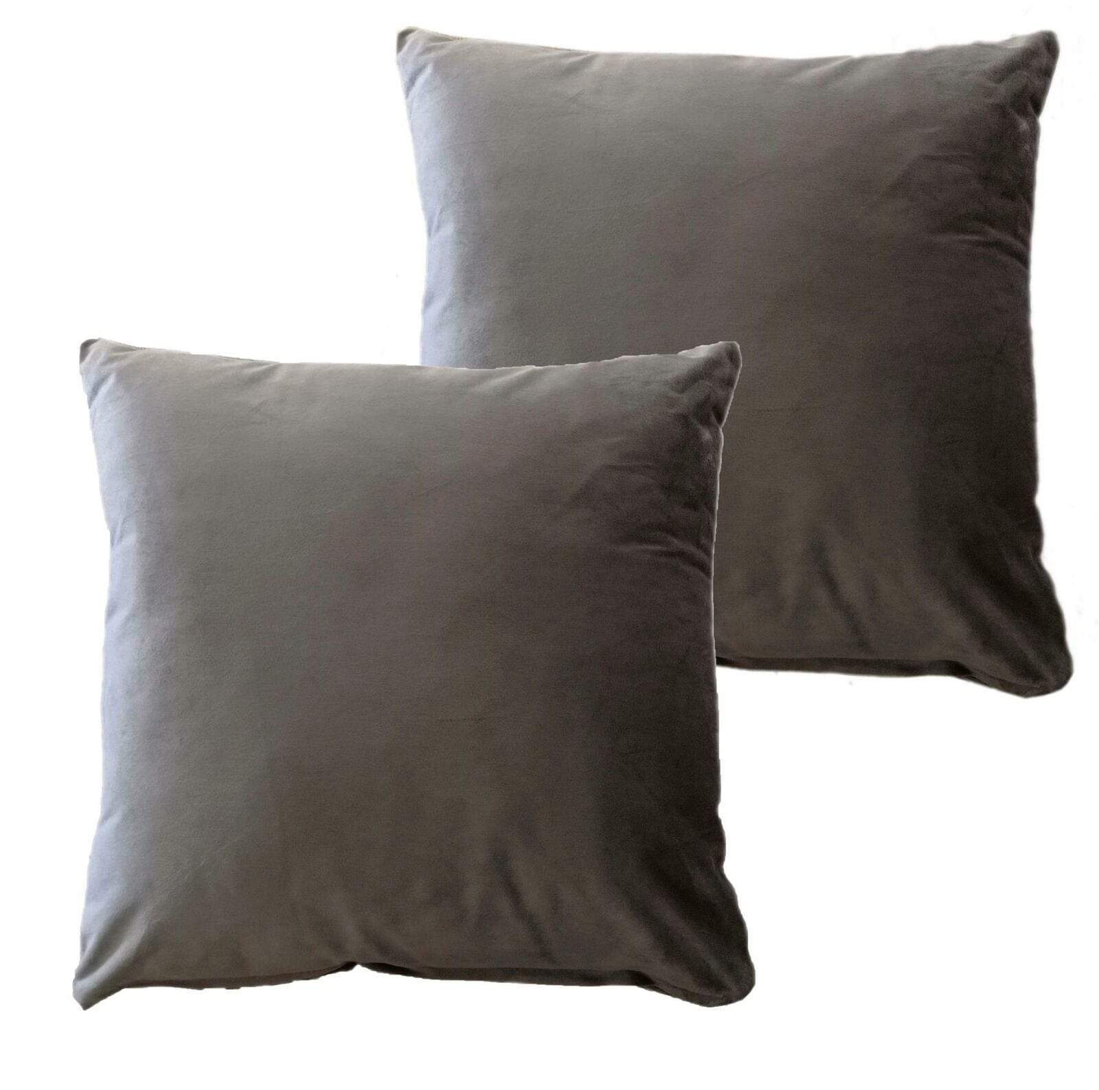 OLIVIA ROCCO Pack Of 2 Ultra-Soft Matte Velvet Cushion Covers 17x17 Inch Charcoal Silver Bedroom Refresh Sofa Accent