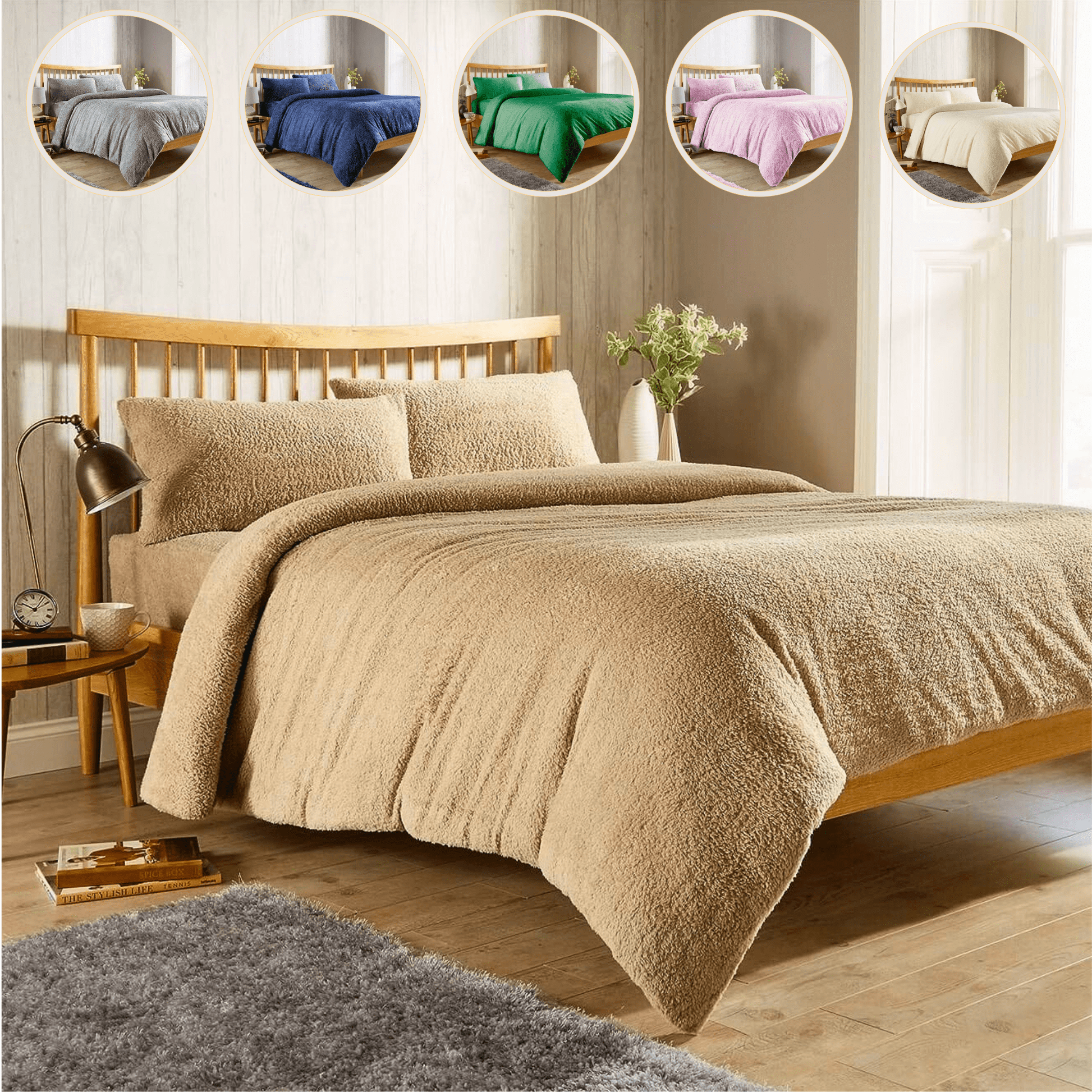 OLIVIA ROCCO Teddy Fleece Duvet Cover Set Premium Plush Ultra Cosy Winter Bedding