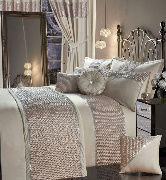 OLIVIA ROCCO Zenia Duvet Cover Set With Quilted Trim And Diamante Detailing For Luxurious