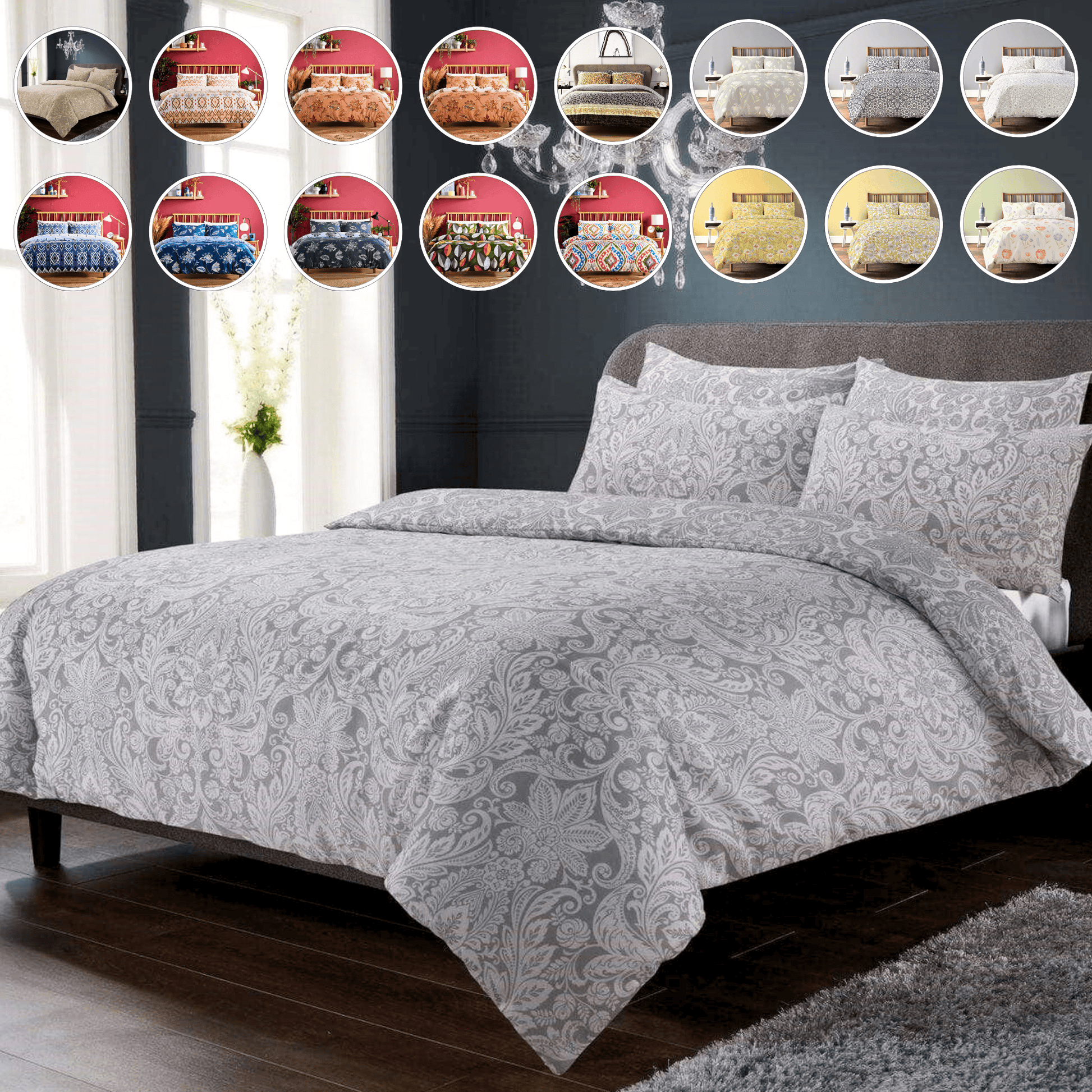 OLIVIA ROCCO Luxury Cotton Rich Duvet Sets Easycare Includes Duvet Cover And Pillowcases