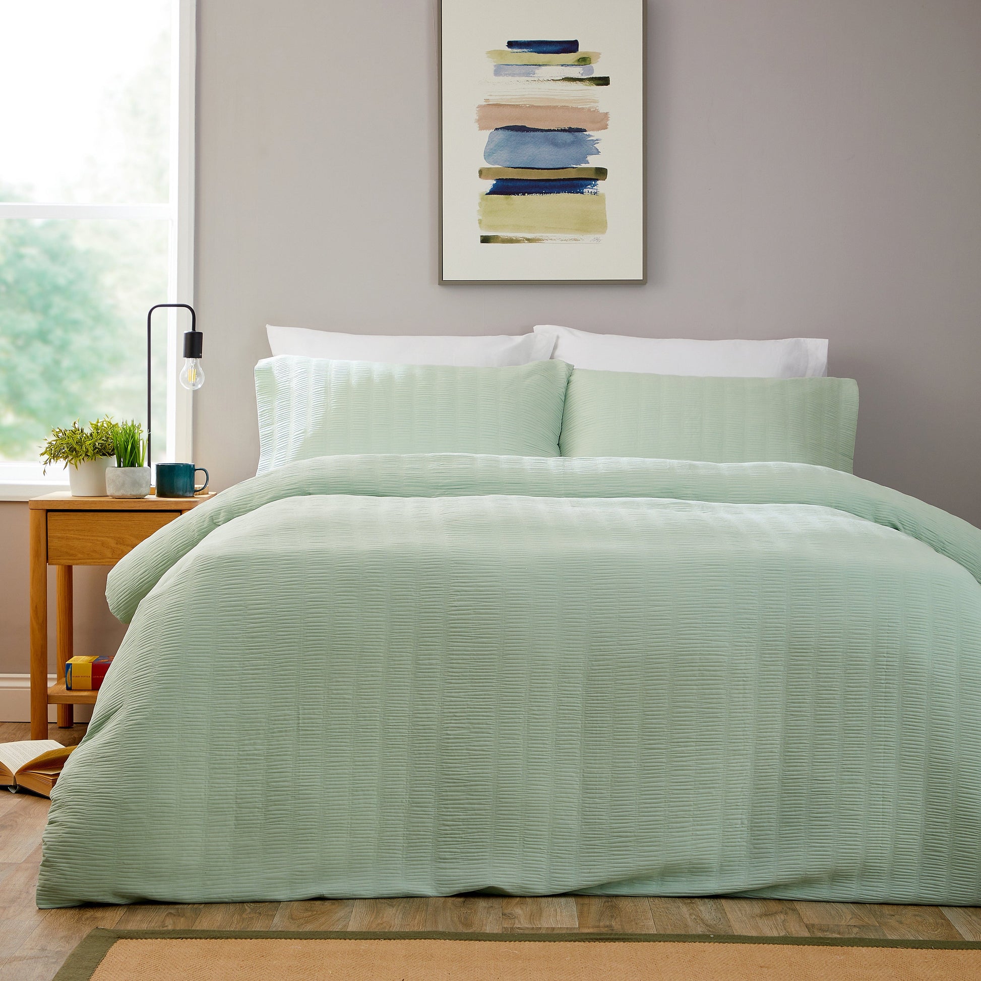 OLIVIA ROCCO Belgravia Sage Green Microfibre Duvet Cover Set With Pillowcases Easy Care