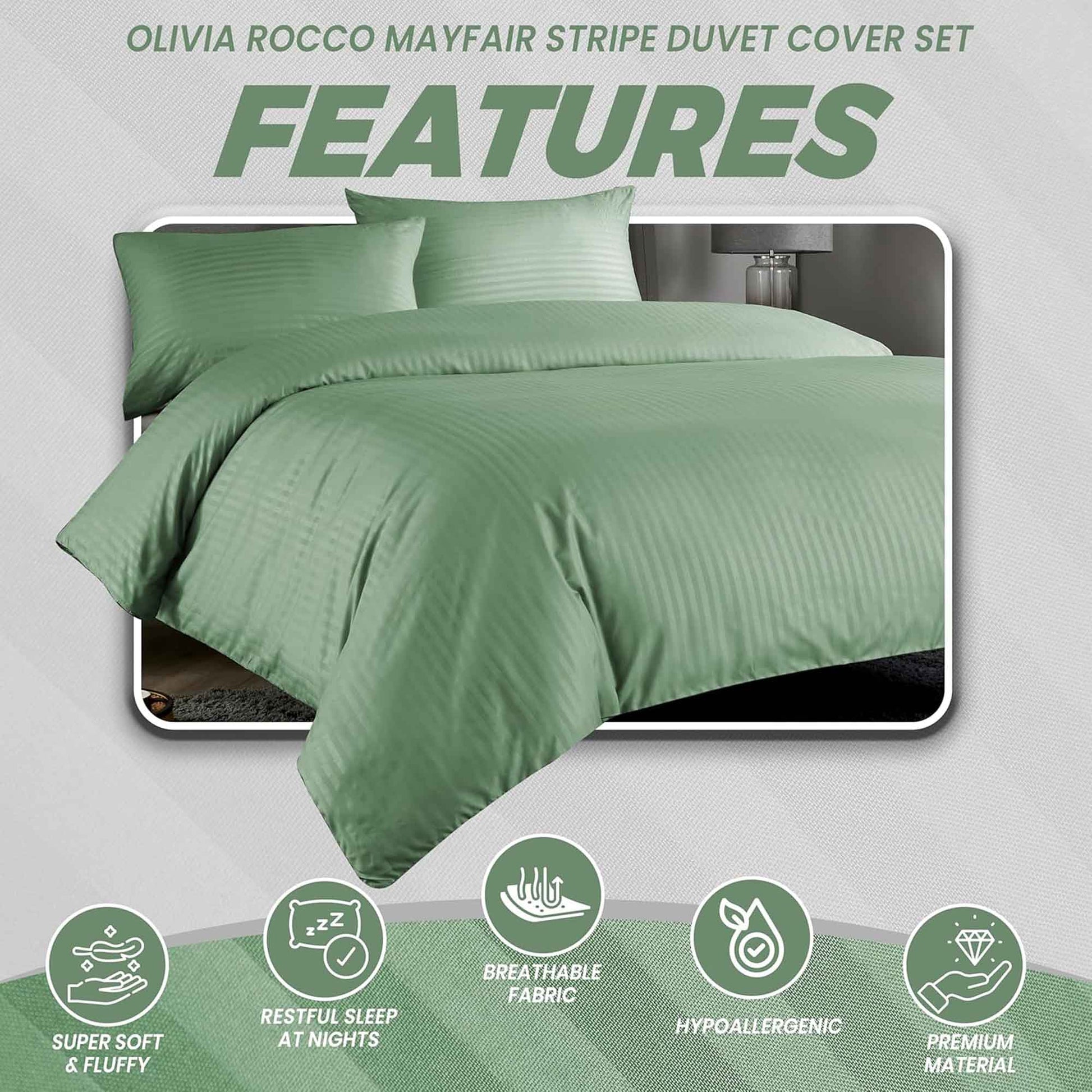 OLIVIA ROCCO Mayfair Stripe Satin Reversible Duvet Cover Set With Comforter Multiple