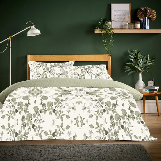 OLIVIA ROCCO Duvet Cover Set Flannel Sage Green With Pillowcases Super Soft Warm Quilt