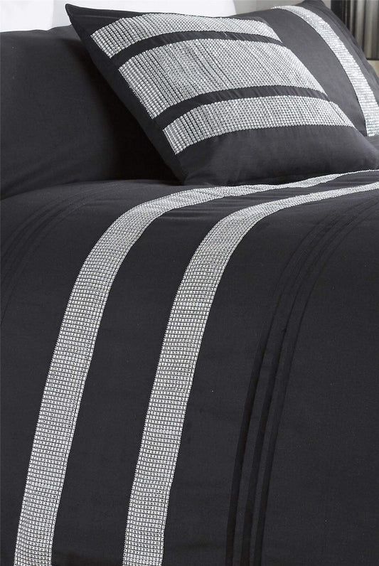OLIVIA ROCCO Diamante Glitz Cotton Rich Duvet Set With Handwoven Crystal Detailing