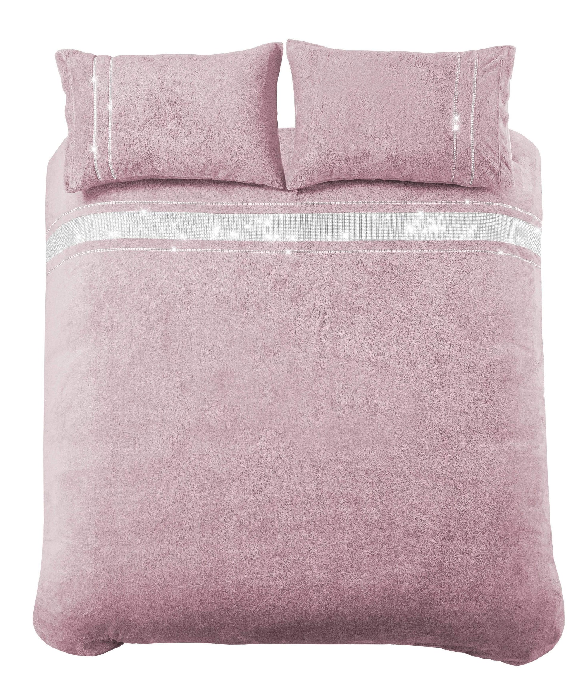 OLIVIA ROCCO Paris Glitz Teddy Fleece Duvet Set Diamante Detailing Super Soft Faux Fur