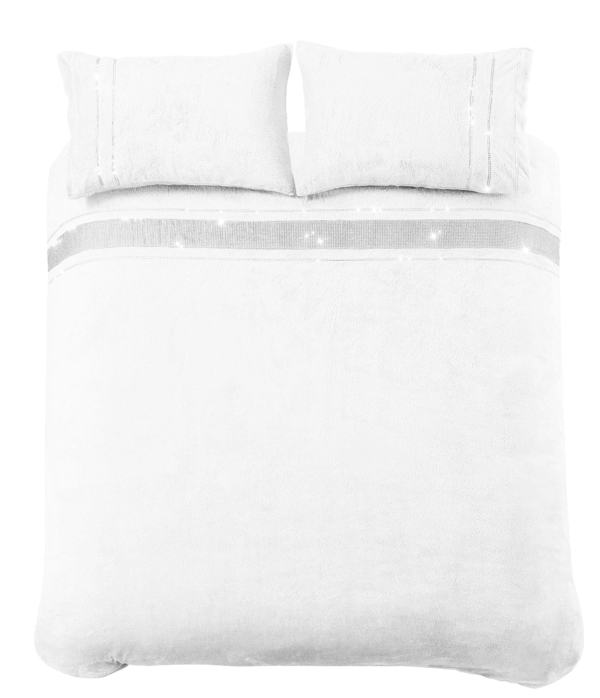 OLIVIA ROCCO Paris Glitz Teddy Fleece Duvet Set Diamante Detailing Super Soft Faux Fur