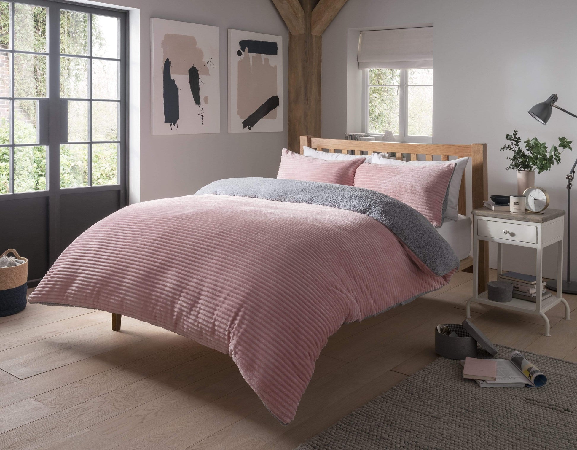 OLIVIA ROCCO Ribbed Fleece Reversible Teddy Duvet Set OEKO-TEX Certified Multiple Sizes