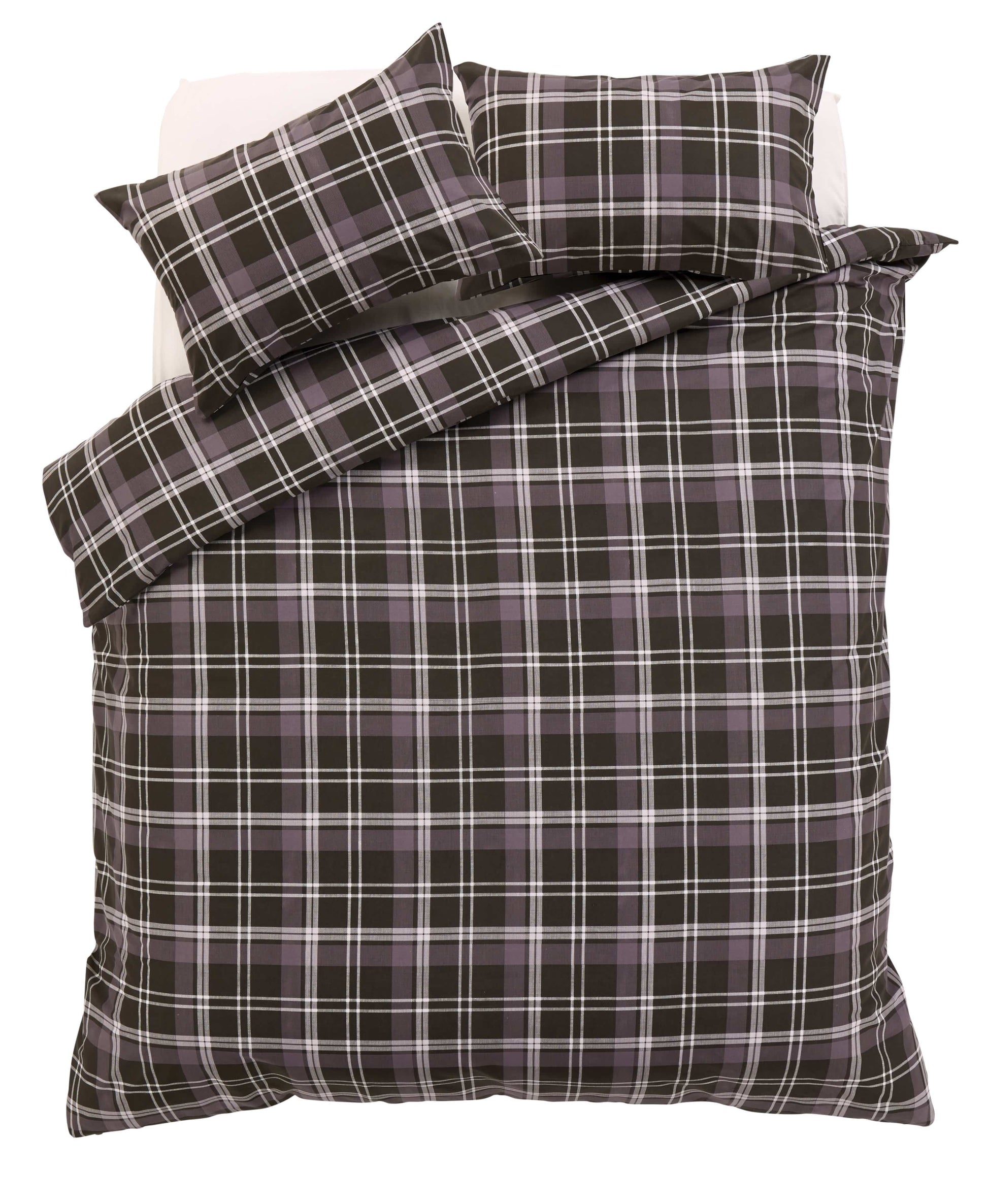 OLIVIA ROCCO Check Pattern Duvet Set Cotton Rich With Pillowcases OEKO-TEX Certified