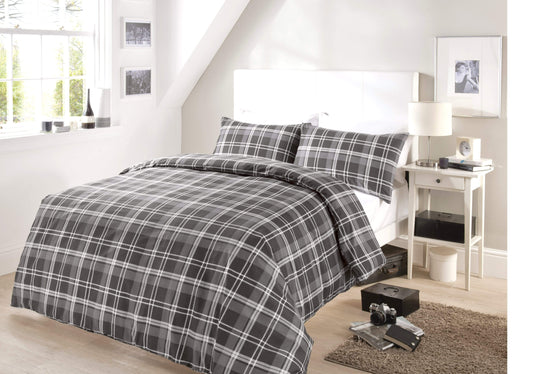 OLIVIA ROCCO Check Pattern Duvet Set Cotton Rich With Pillowcases OEKO-TEX Certified