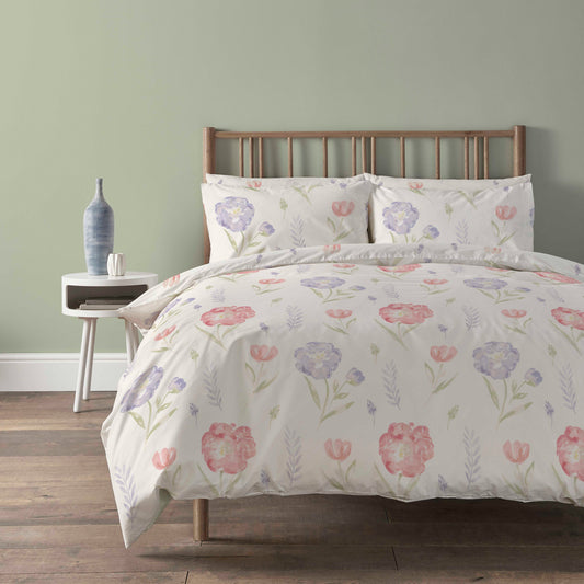 OLIVIA ROCCO Meadow Natural Duvet Cover Set Super Soft Printed Floral Bedding for a Hotel-Style Bedroom Refresh
