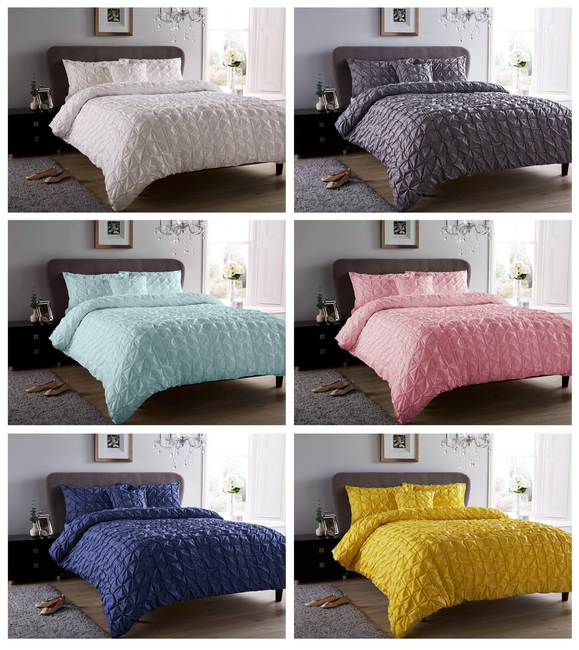 OLIVIA ROCCO Seville Duvet Set Cotton-Rich Luxury With Handmade Pintuck Detailing