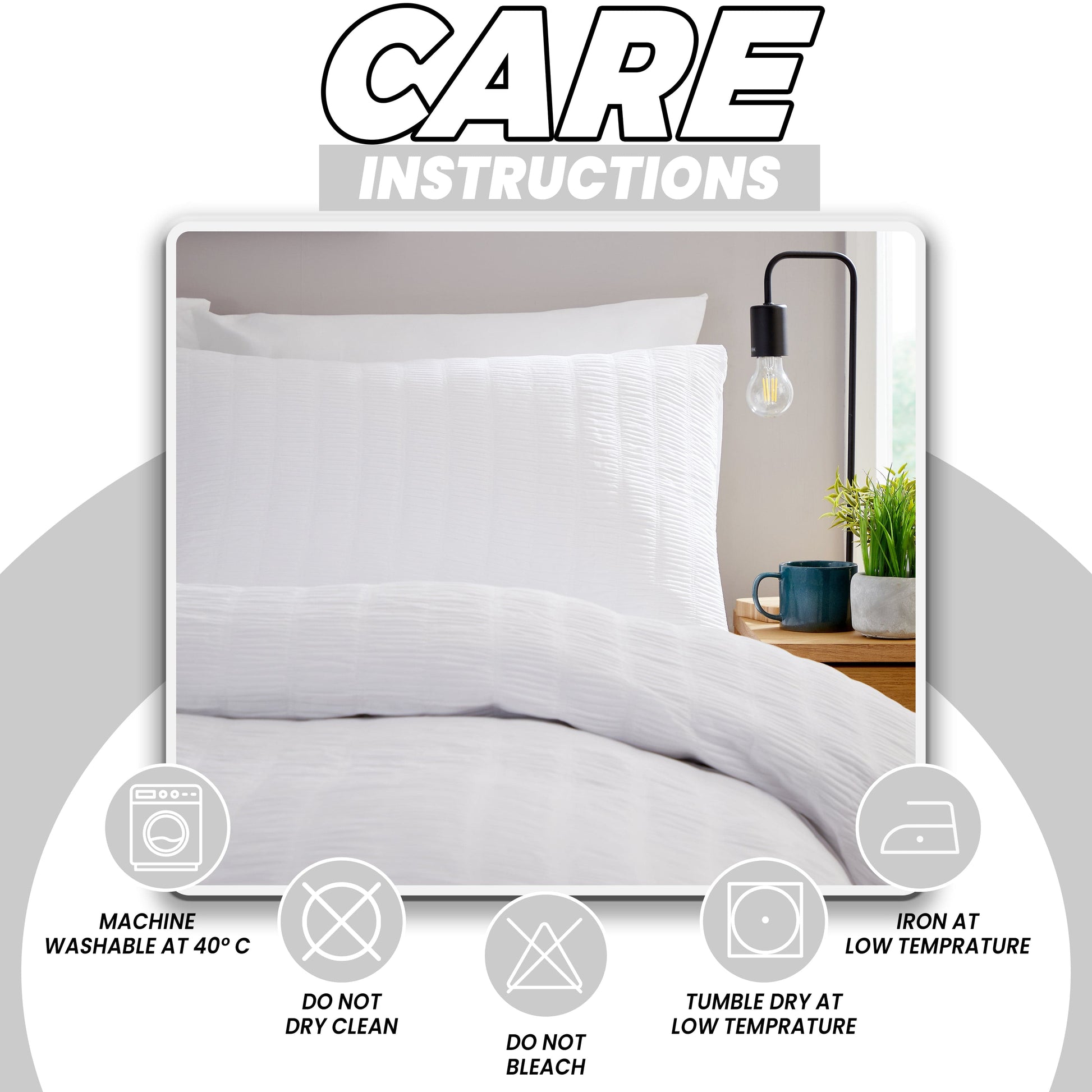 OLIVIA ROCCO Belgravia White Microfibre Duvet Cover Set With Pillowcases Soft Easy Care