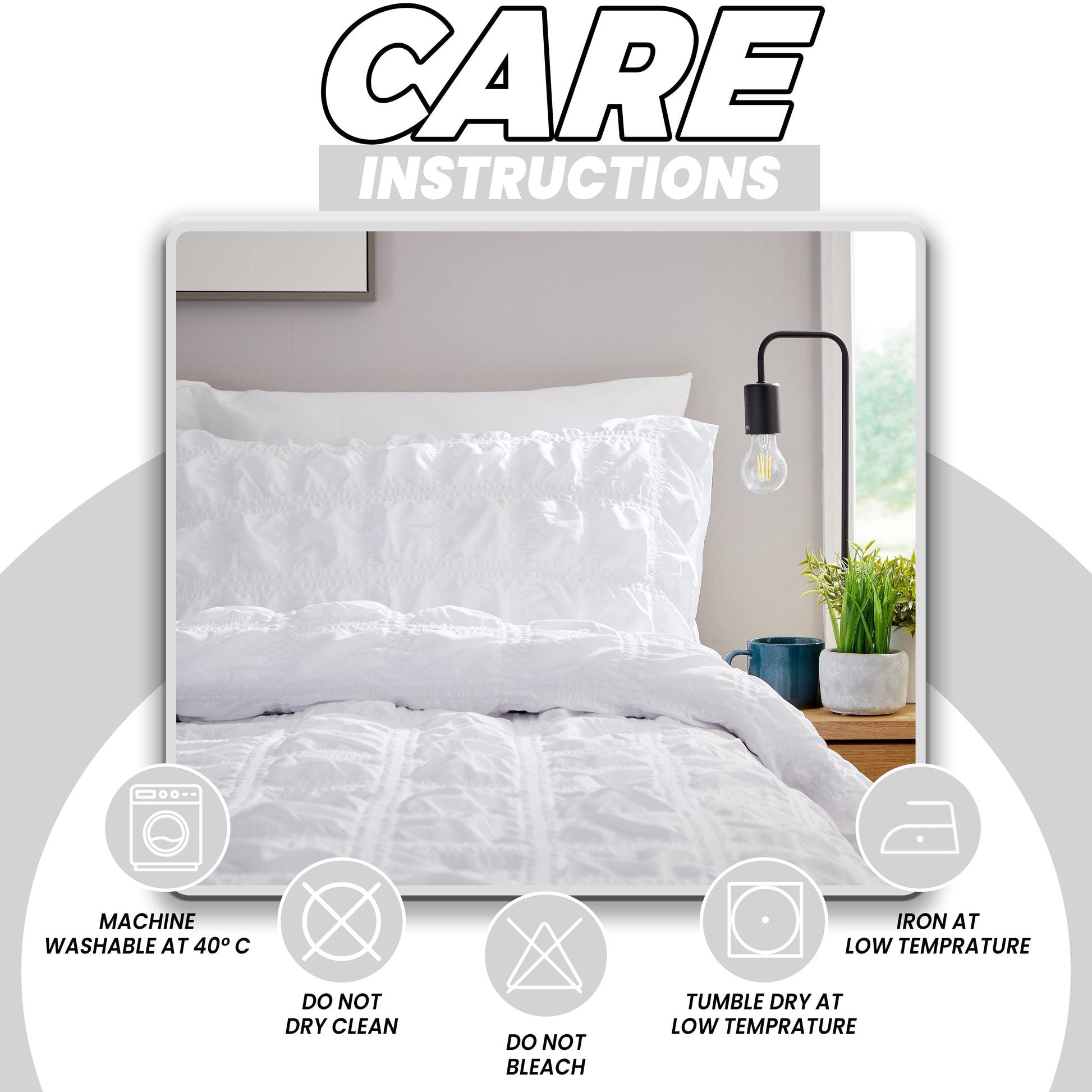 OLIVIA ROCCO Duvet Cover Set Microfibre Quilted White With Pillowcases Easy Care Bedding