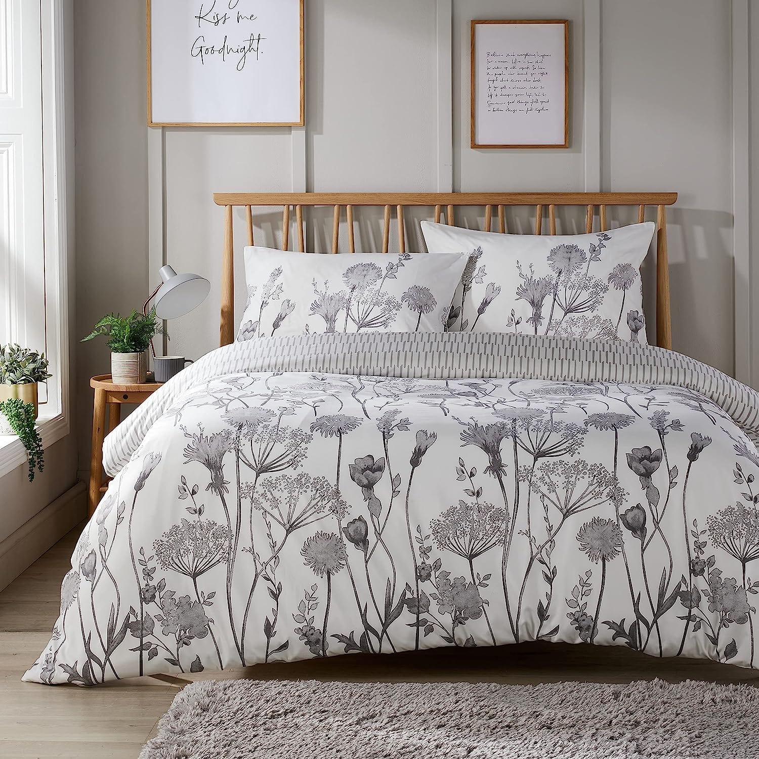 OLIVIA ROCCO Meadow Grey Reversible Duvet Cover Set With Pillowcases Breathable Microfibre for Everyday Luxury Hotel-Style