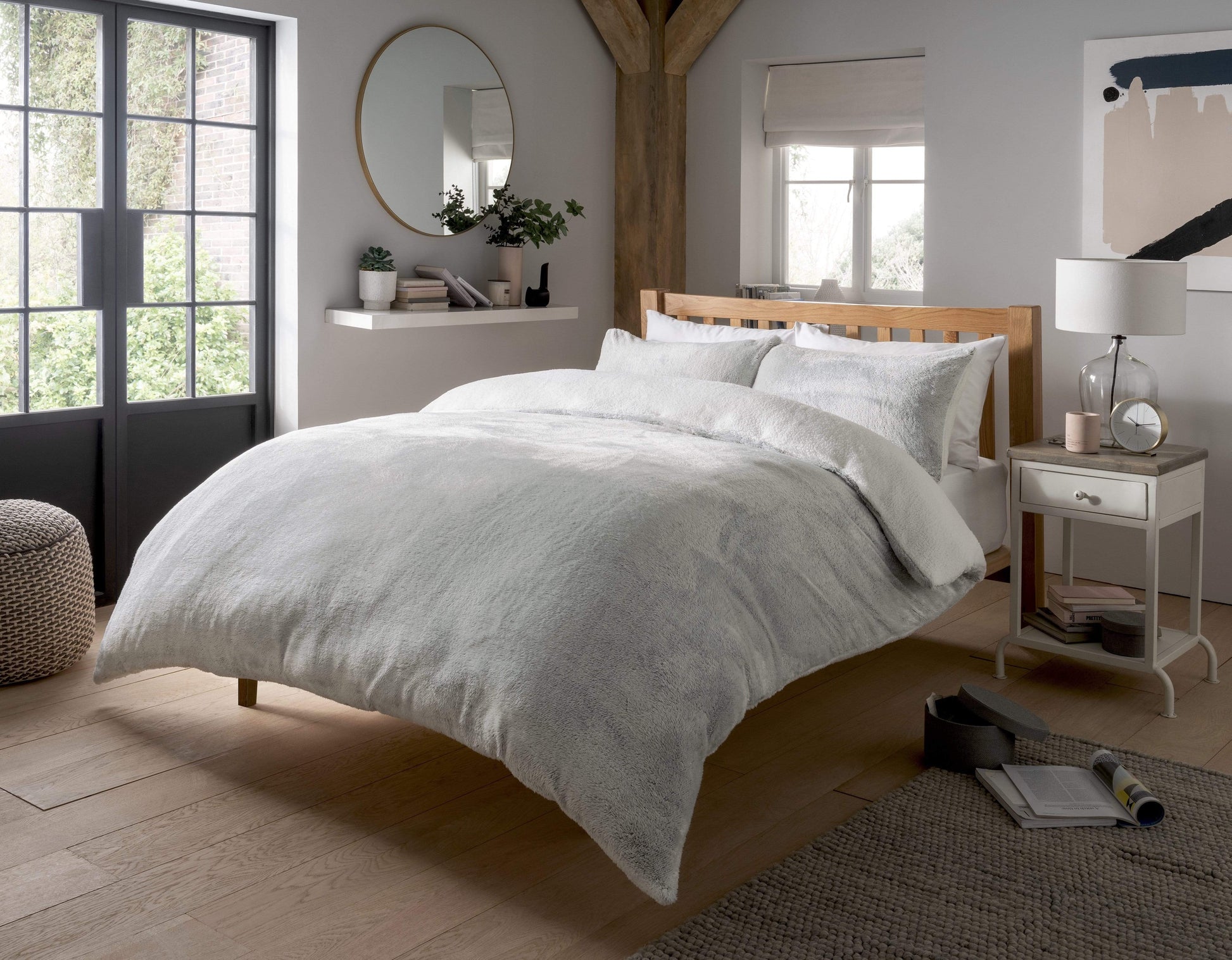 OLIVIA ROCCO Shimmer Teddy Fleece Reversible Duvet Set With Glitter Design Ultra Soft