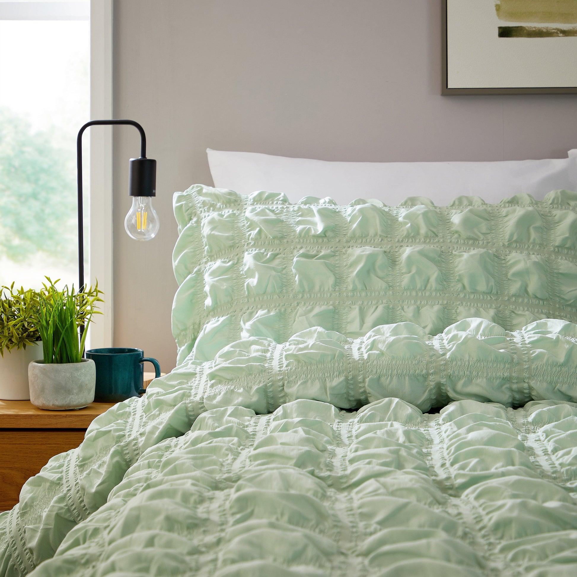 OLIVIA ROCCO Soho Sage Green Microfibre Duvet Cover Set With Pillowcases Easy Care