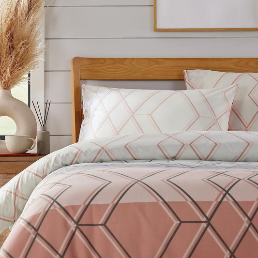 OLIVIA ROCCO Havanna Geo Reversible Luxury Cotton Blend Duvet Cover Set With Pillowcases