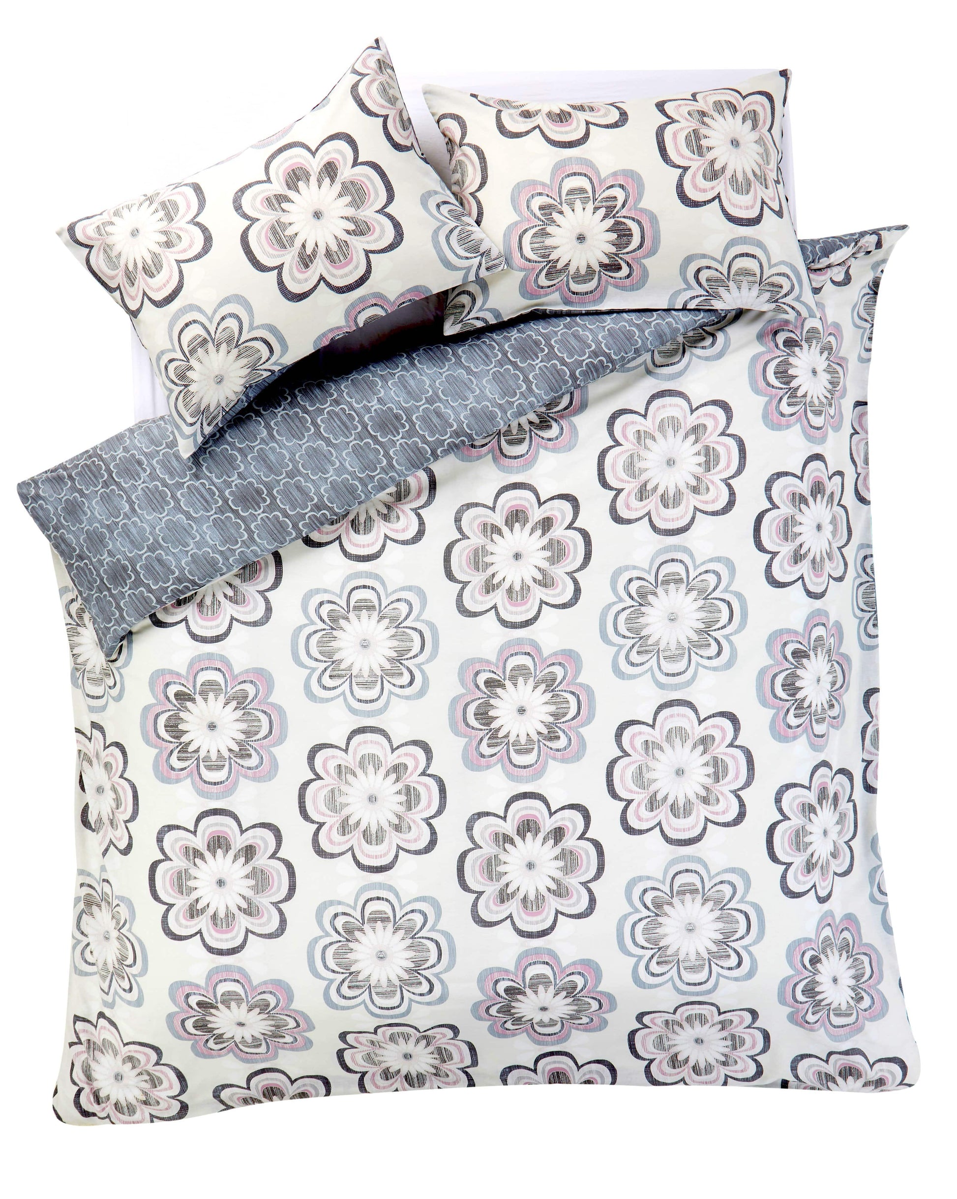 OLIVIA ROCCO Peony Floral Cotton Rich Duvet Cover Set With Pillowcases Easy Care