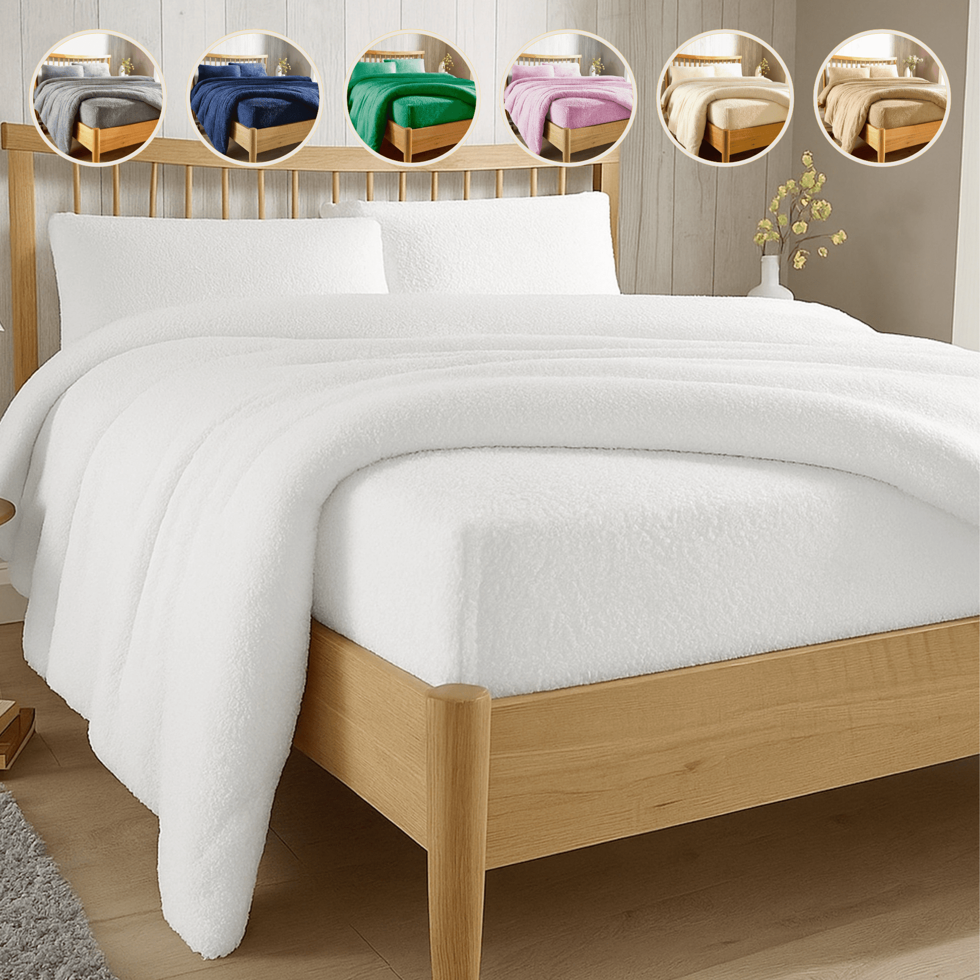 Teddy Fleece Extra Deep Fitted Sheet Plush Soft Winter Bedding Snug Elastic