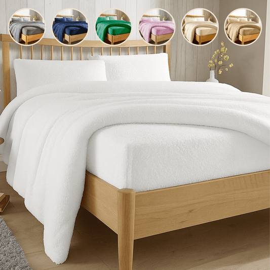 Teddy Fleece Extra Deep Fitted Sheet Plush Soft Winter Bedding Snug Elastic